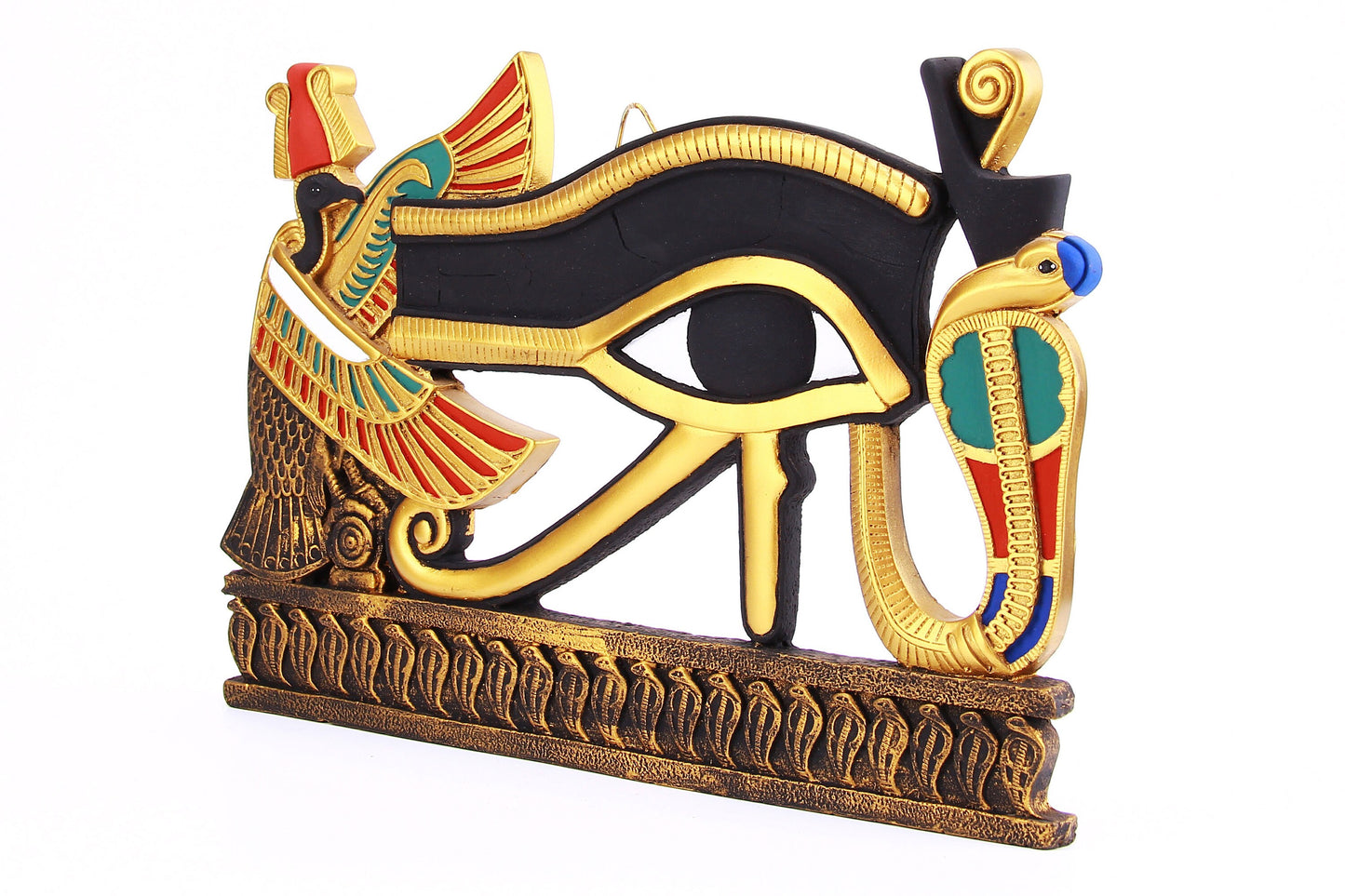 Ancient Egyptian Art Wall Relief Eye of Horus sculpture handcrafted paint made in Egypt.