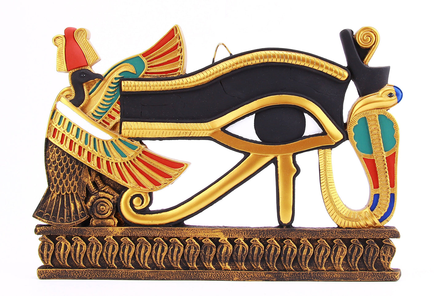 Ancient Egyptian Art Wall Relief Eye of Horus sculpture handcrafted paint made in Egypt.