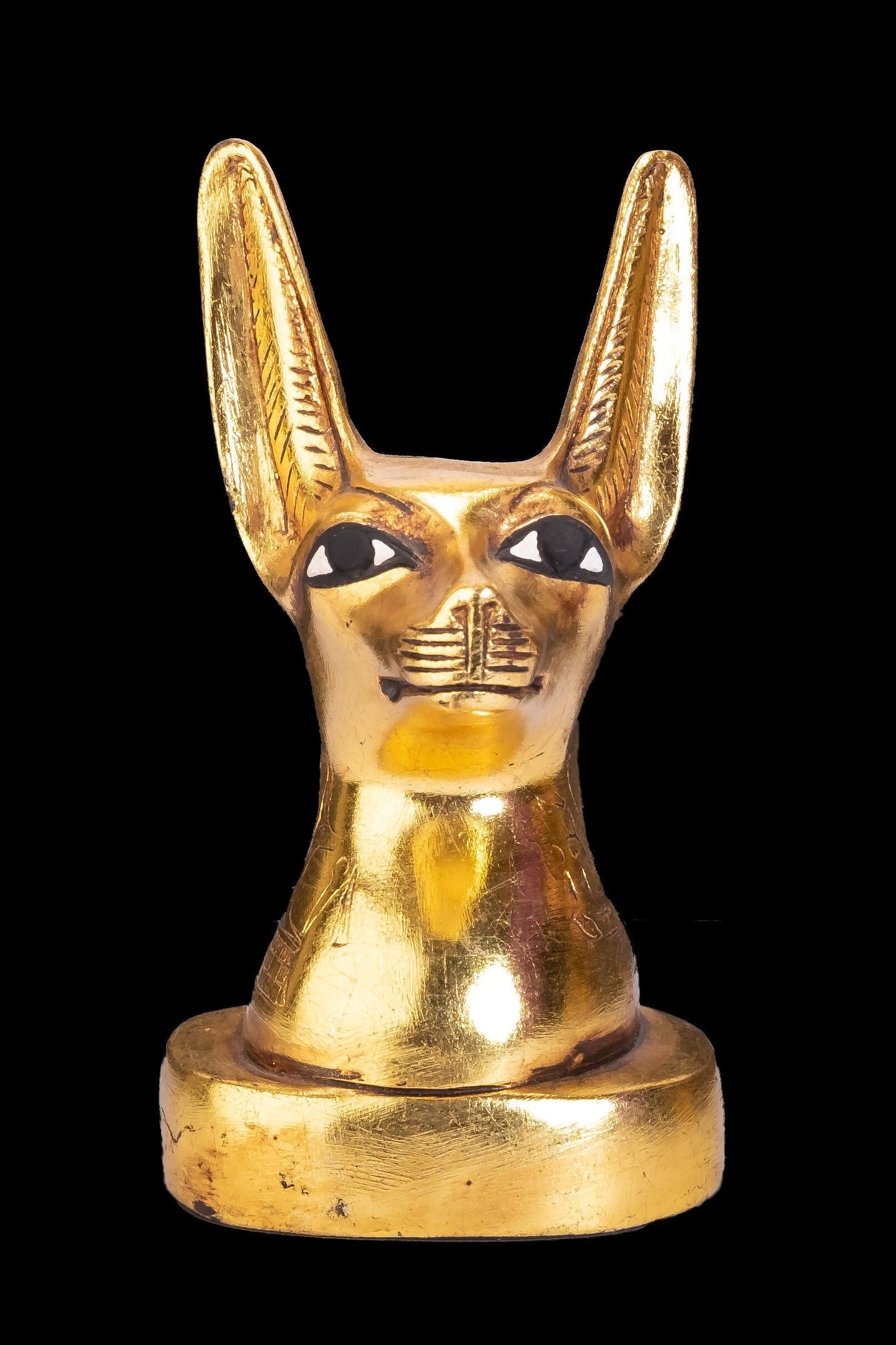 Amazing Anubis Jackal Head the god of afterlife and mummification with amazing gold leaf hand painted- Replica Altar statue