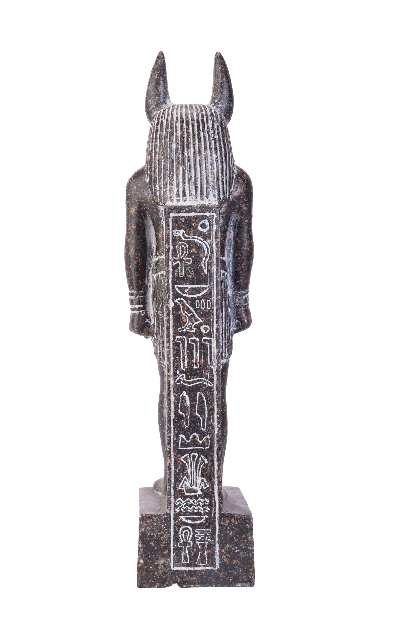 A unique ancient Egyptian statue of Anubis Jackal God of afterlife and mummification standing with jackal head and human body - Handmade