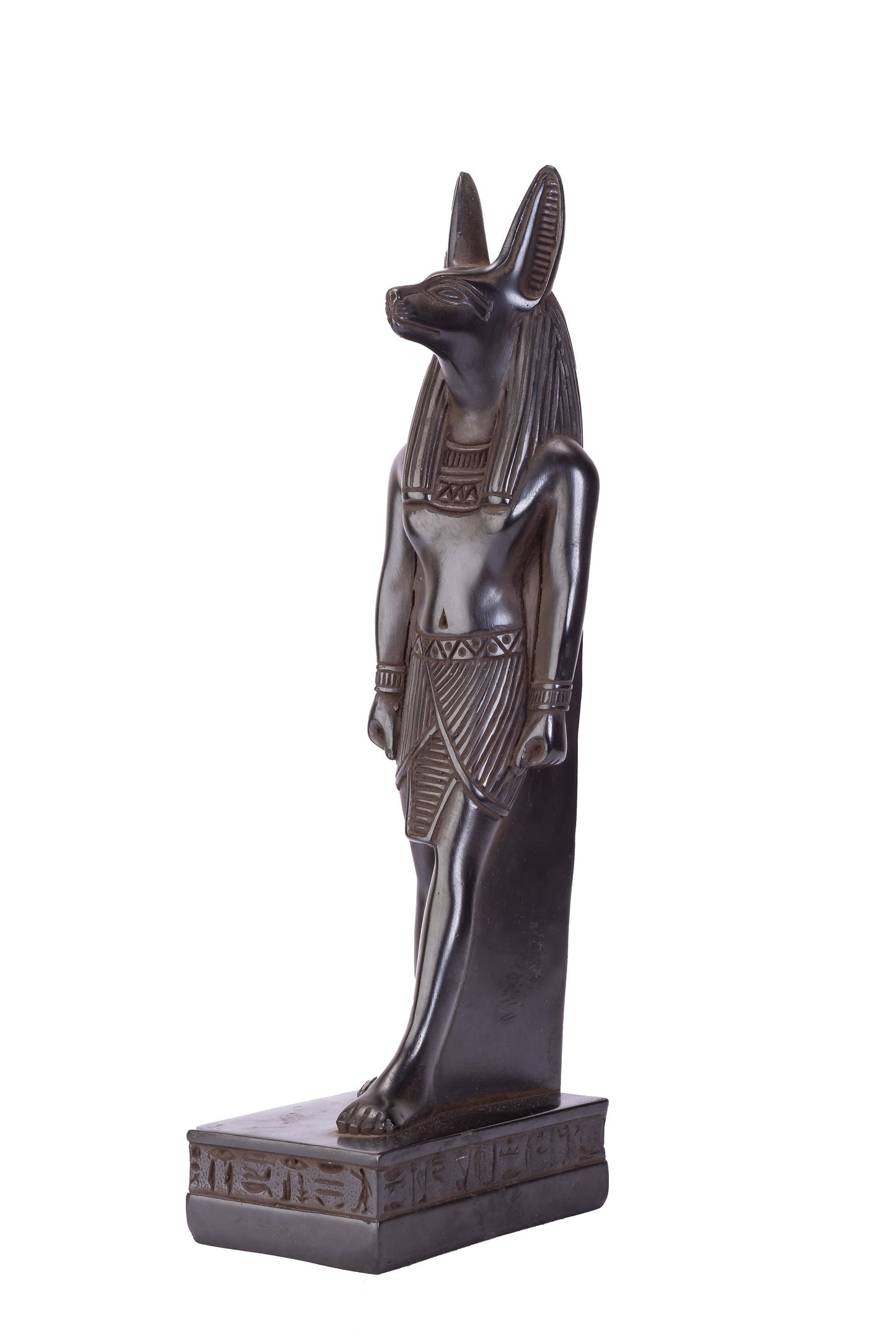 A unique ancient Egyptian statue of Anubis Jackal God of afterlife and mummification standing with jackal head and human body-  Handmad