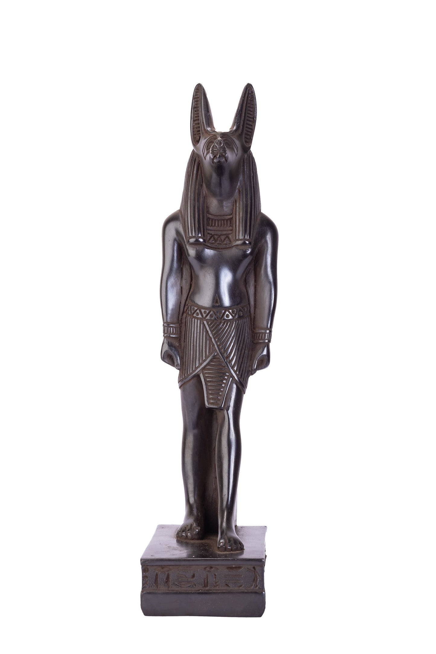 A unique ancient Egyptian statue of Anubis Jackal God of afterlife and mummification standing with jackal head and human body-  Handmad