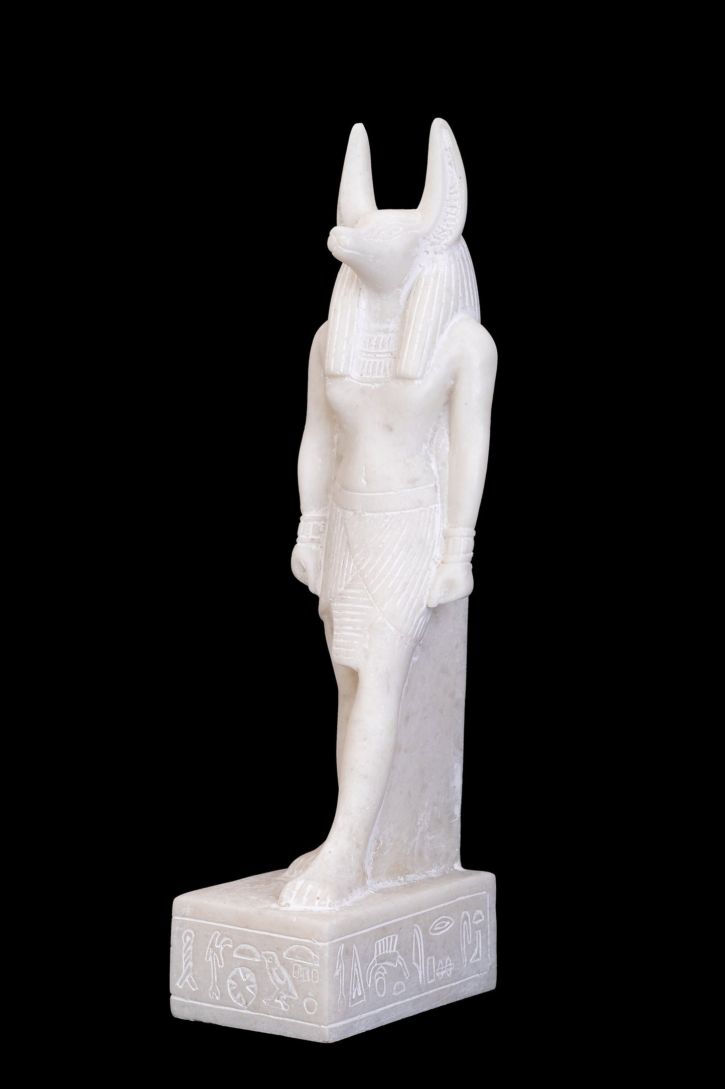 A unique Egyptian statue of Anubis Jackal God of afterlife and mummification standing with jackal head and human body - Handmade