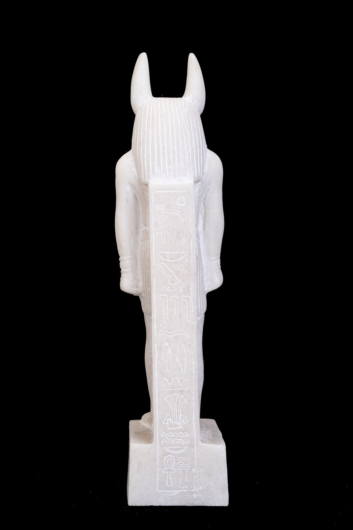 A unique Egyptian statue of Anubis Jackal God of afterlife and mummification standing with jackal head and human body - Handmade