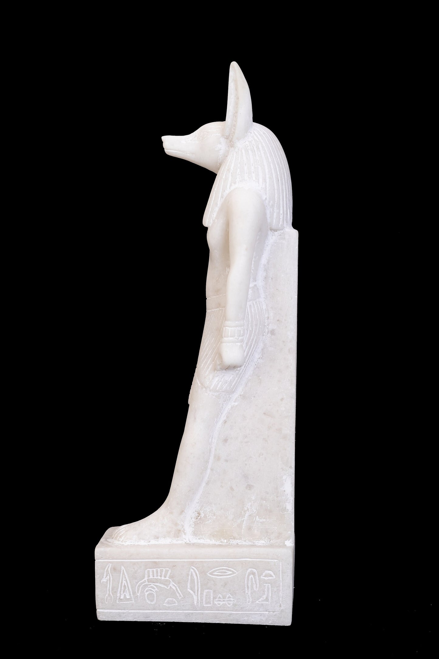 A unique Egyptian statue of Anubis Jackal God of afterlife and mummification standing with jackal head and human body - Handmade