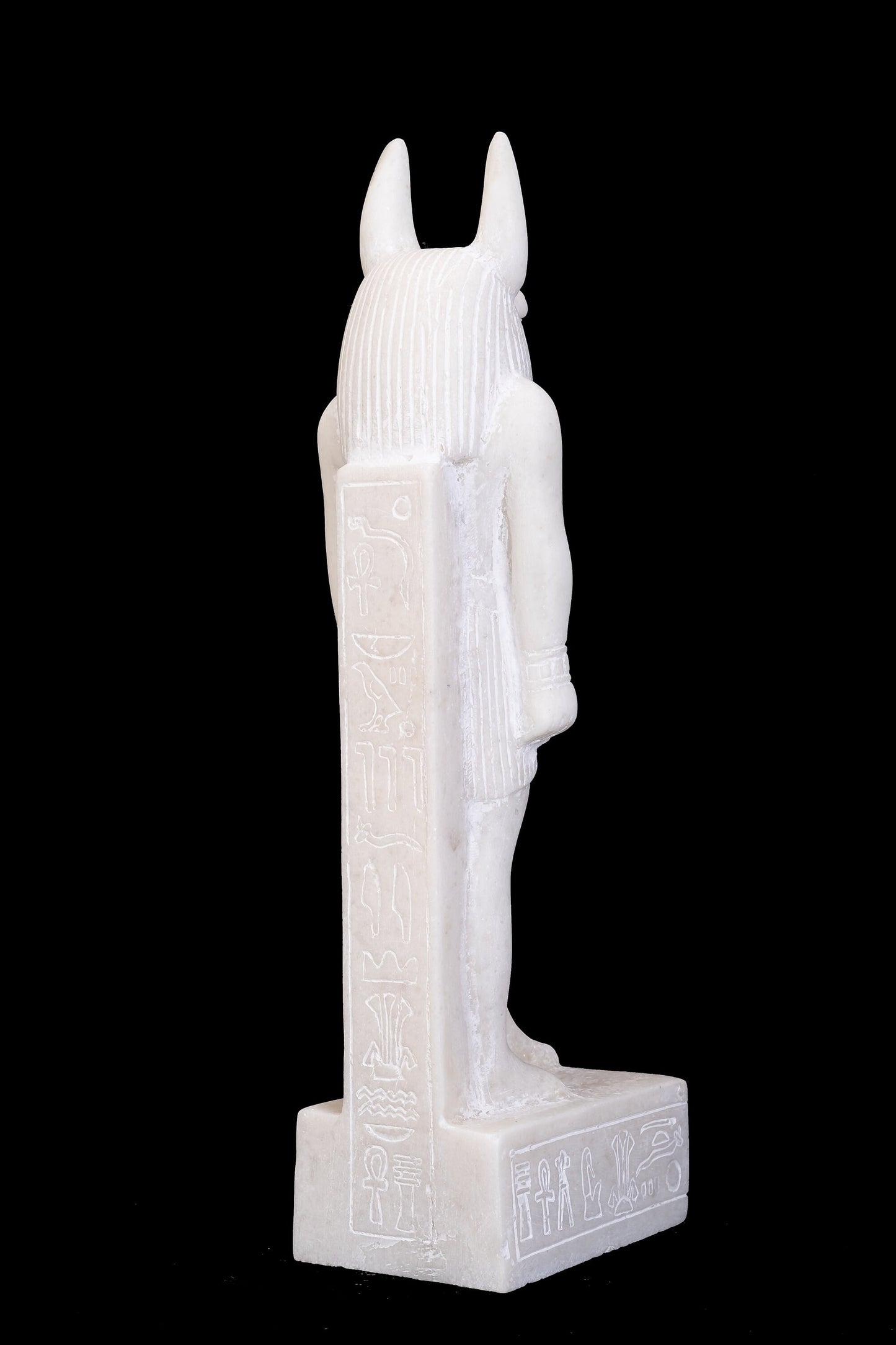 A unique Egyptian statue of Anubis Jackal God of afterlife and mummification standing with jackal head and human body - Handmade