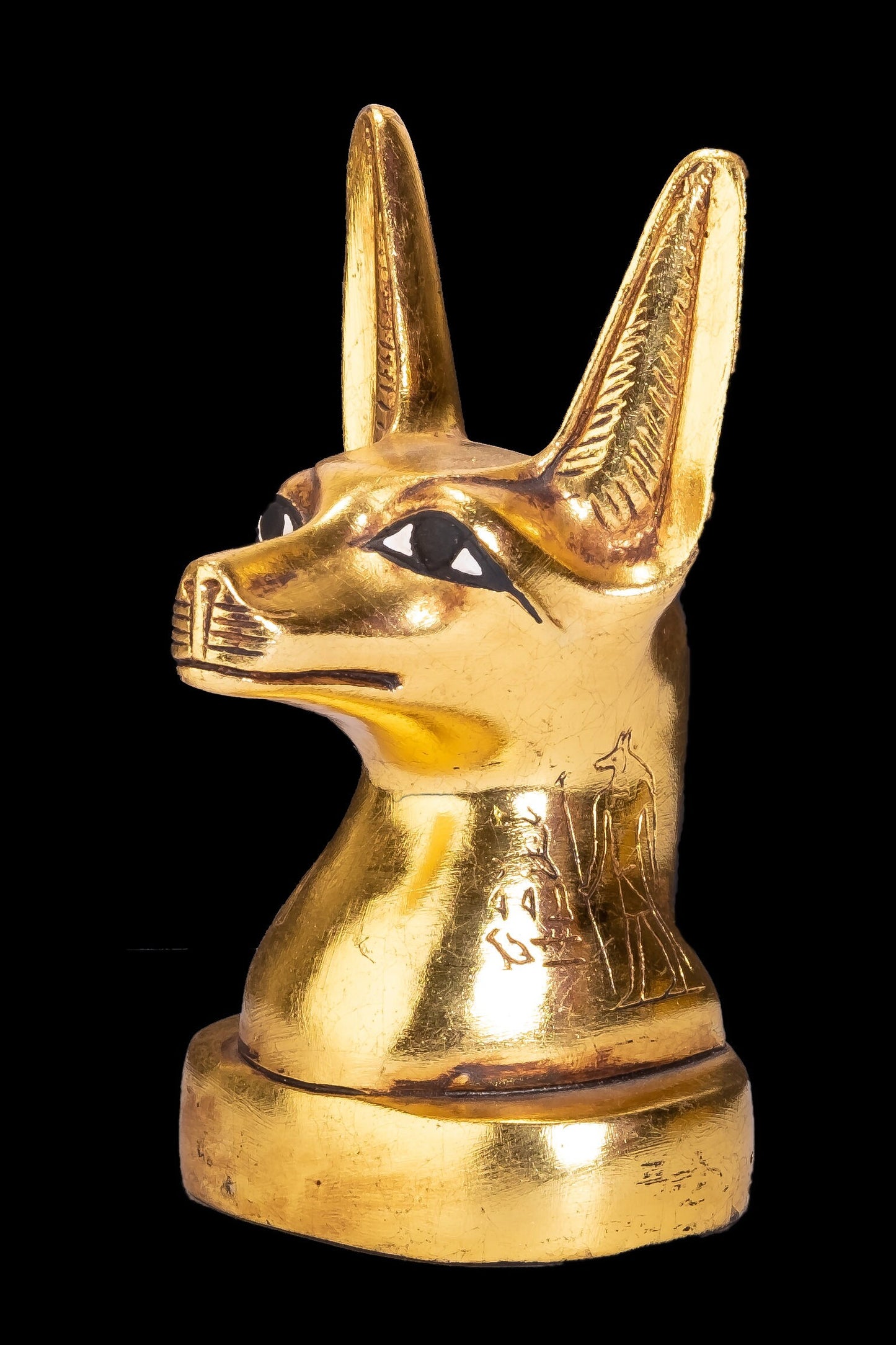 Amazing Anubis Jackal Head the god of afterlife and mummification with amazing gold leaf hand painted- Replica Altar statue