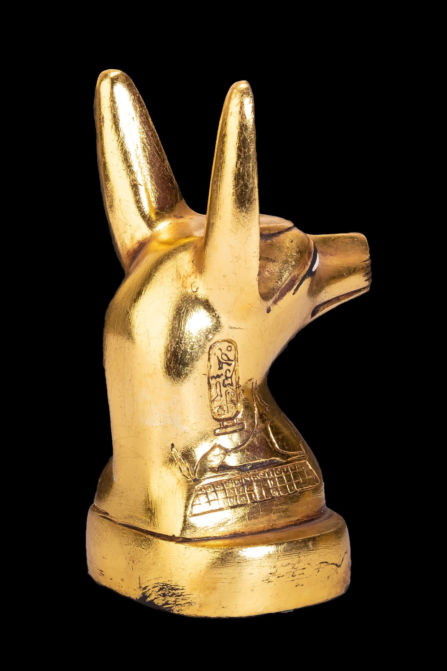 Amazing Anubis Jackal Head the god of afterlife and mummification with amazing gold leaf hand painted- Replica Altar statue