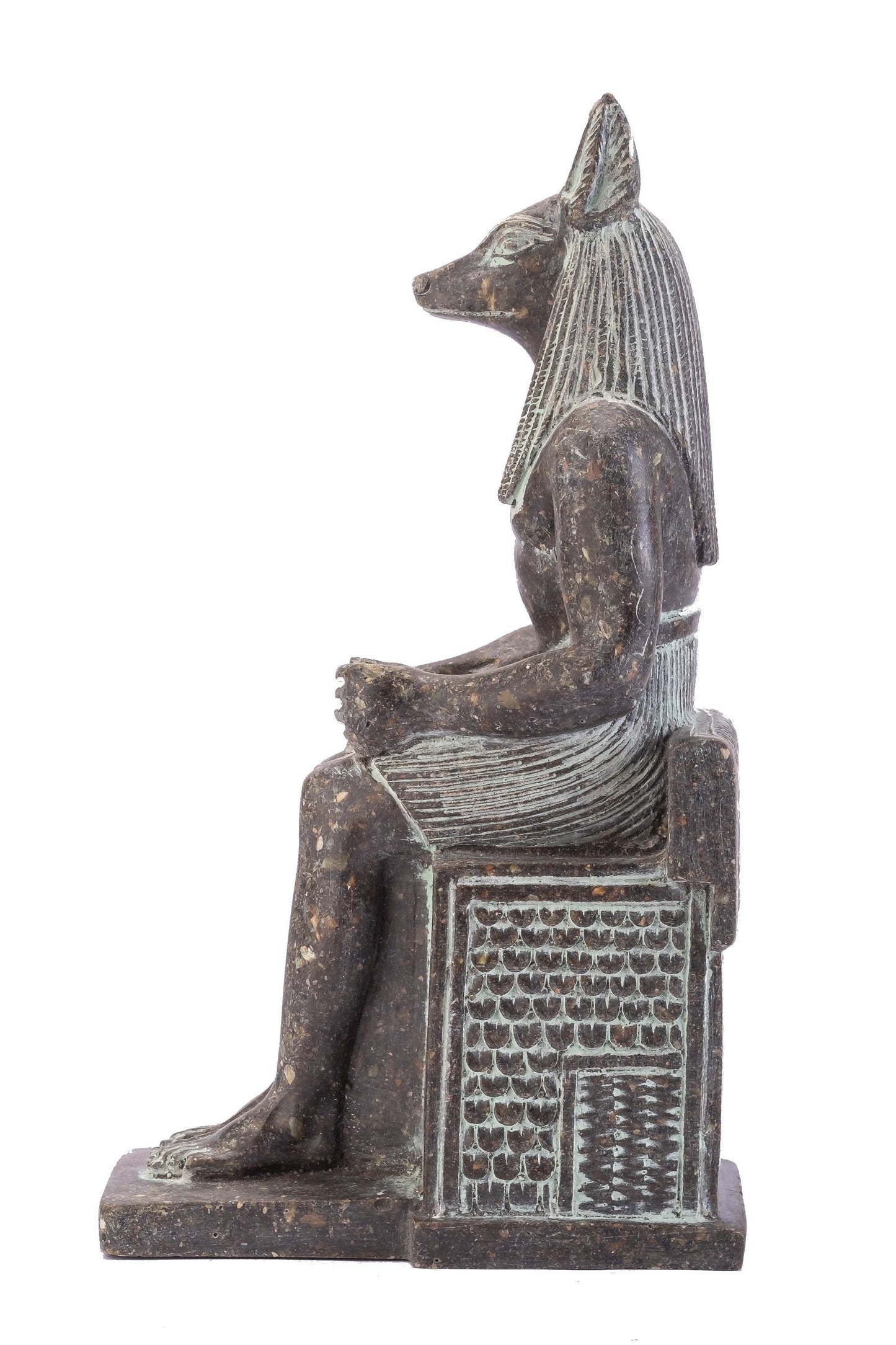 Amazing statue of the Jackal God Anubis sitting on a throne Replica Altar statue handmade in Egypt from Granite stone heavy masterpiece