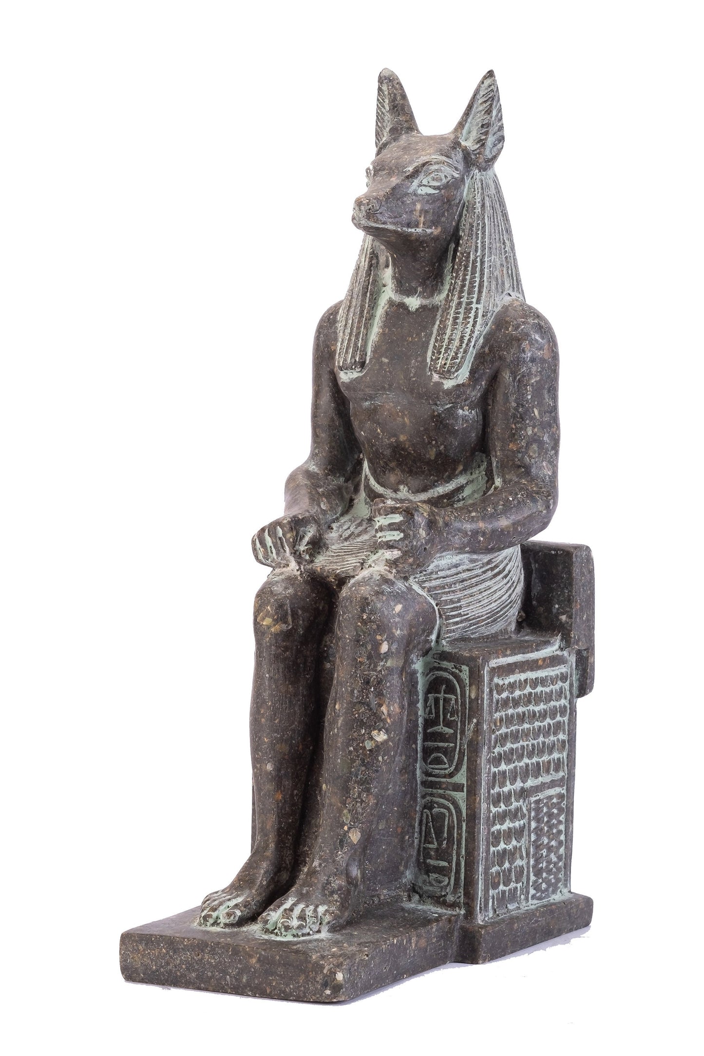 Amazing statue of the Jackal God Anubis sitting on a throne Replica Altar statue handmade in Egypt from Granite stone heavy masterpiece