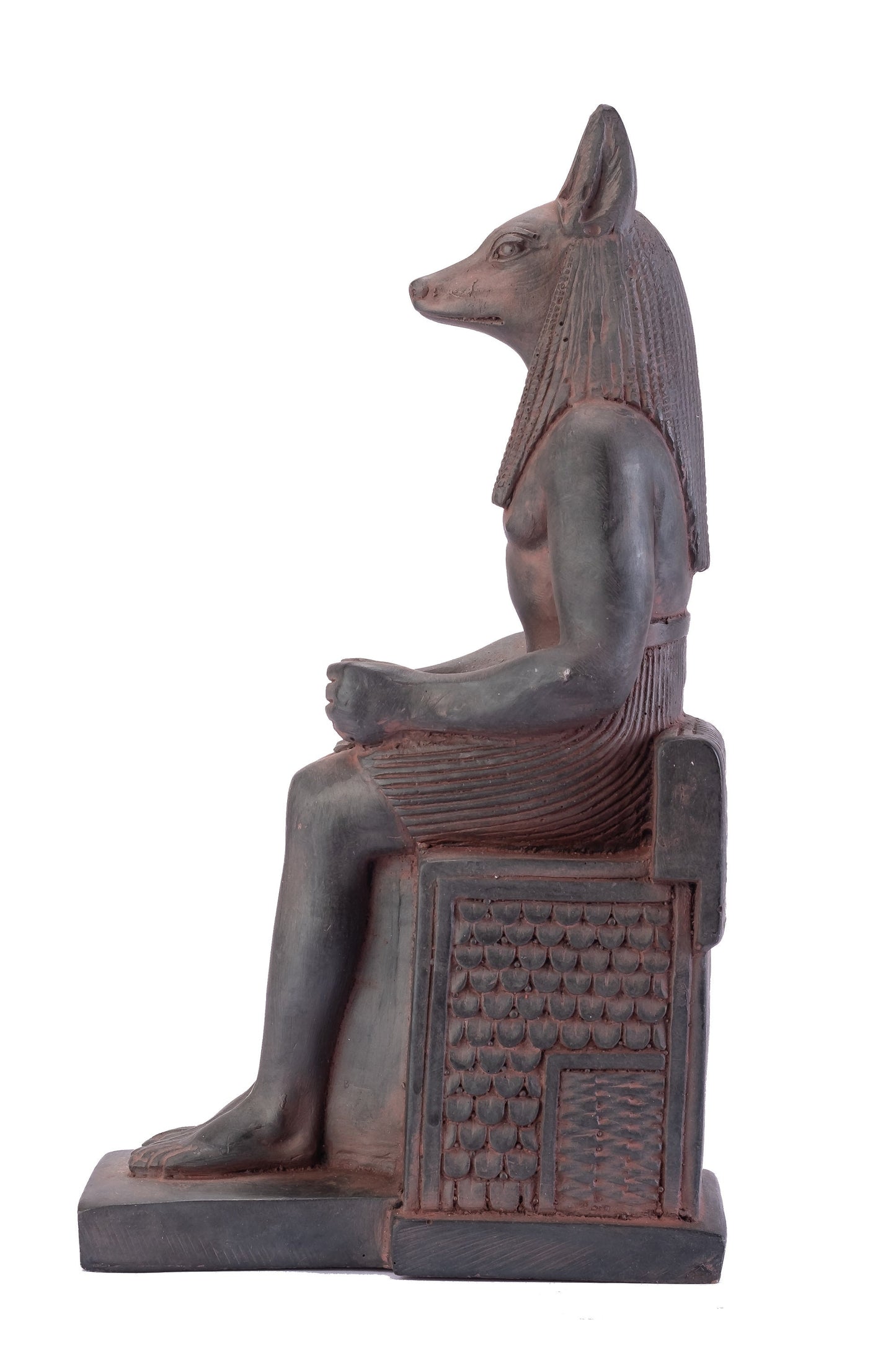 Amazing statue of the Jackal God Anubis sitting on a throne Replica Altar statue handmade in Egypt from Solid Black stone Heavy masterpiece