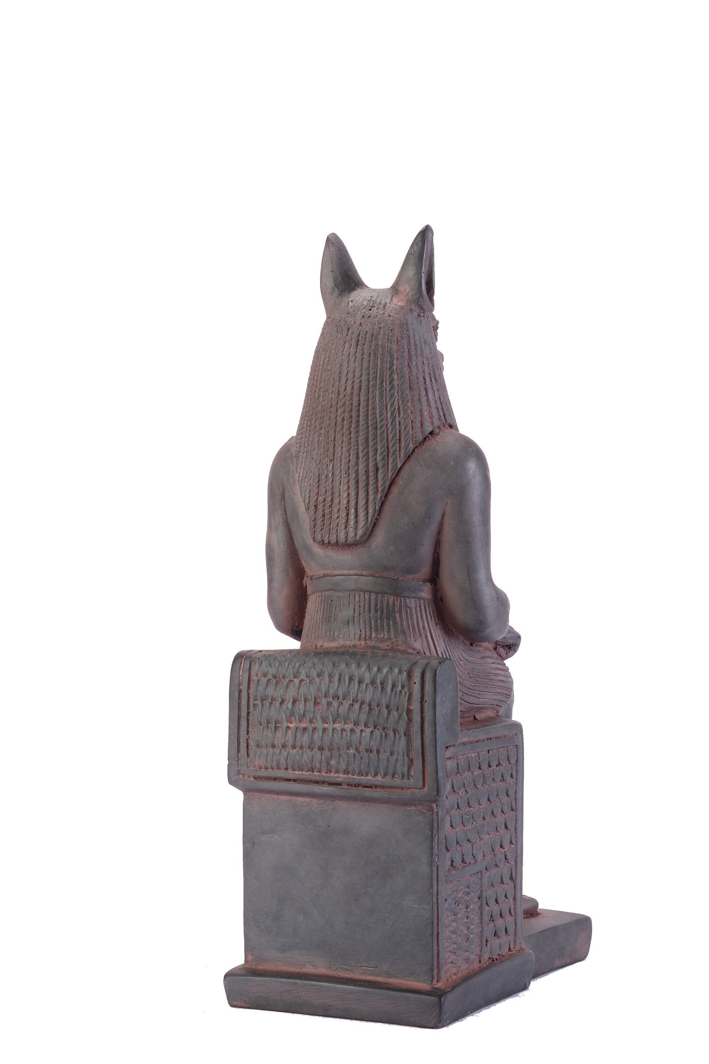 Amazing statue of the Jackal God Anubis sitting on a throne Replica Altar statue handmade in Egypt from Solid Black stone Heavy masterpiece