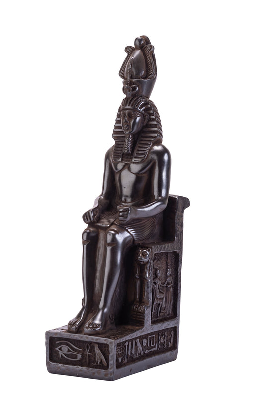 Ancient Egyptian statue of Pharaoh king Ramesses II Large heavy black solid stone made in Egypt