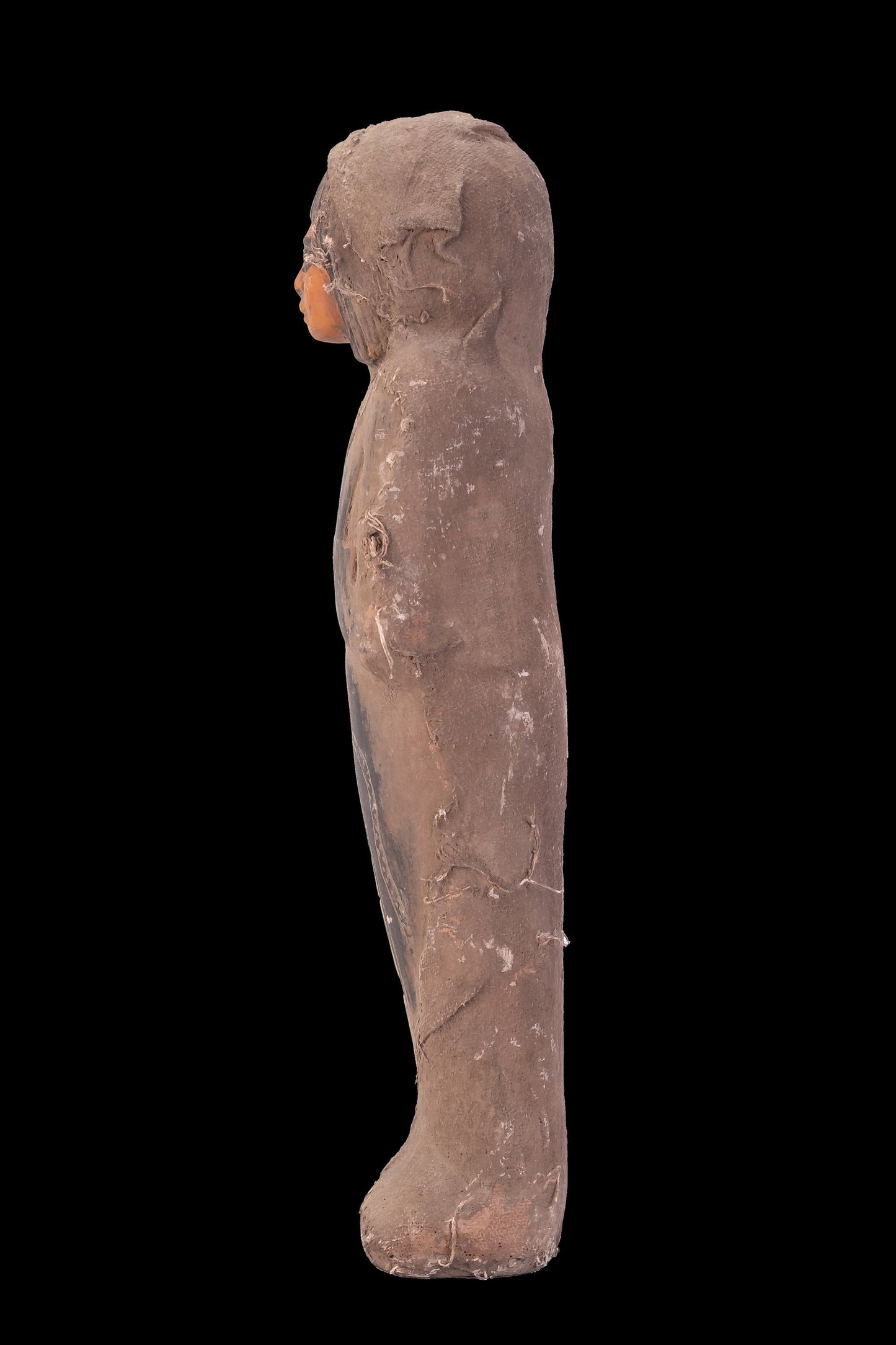 Ancient Egyptian black stone Ushabti painted with Heiroglyphics carved on it heavy stone wrapped with linen made with Egyptian soul