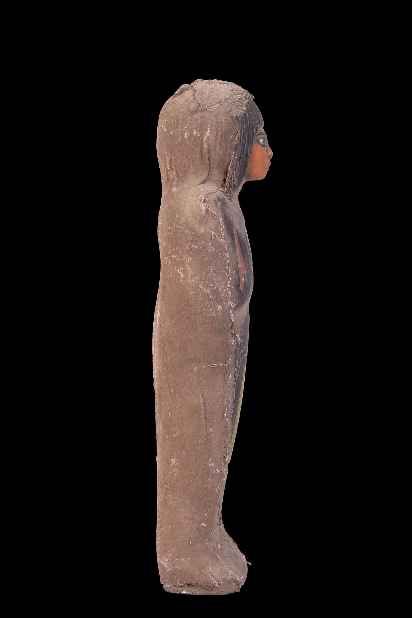 Ancient Egyptian black stone Ushabti painted with Heiroglyphics carved on it heavy stone wrapped with linen made with Egyptian soul