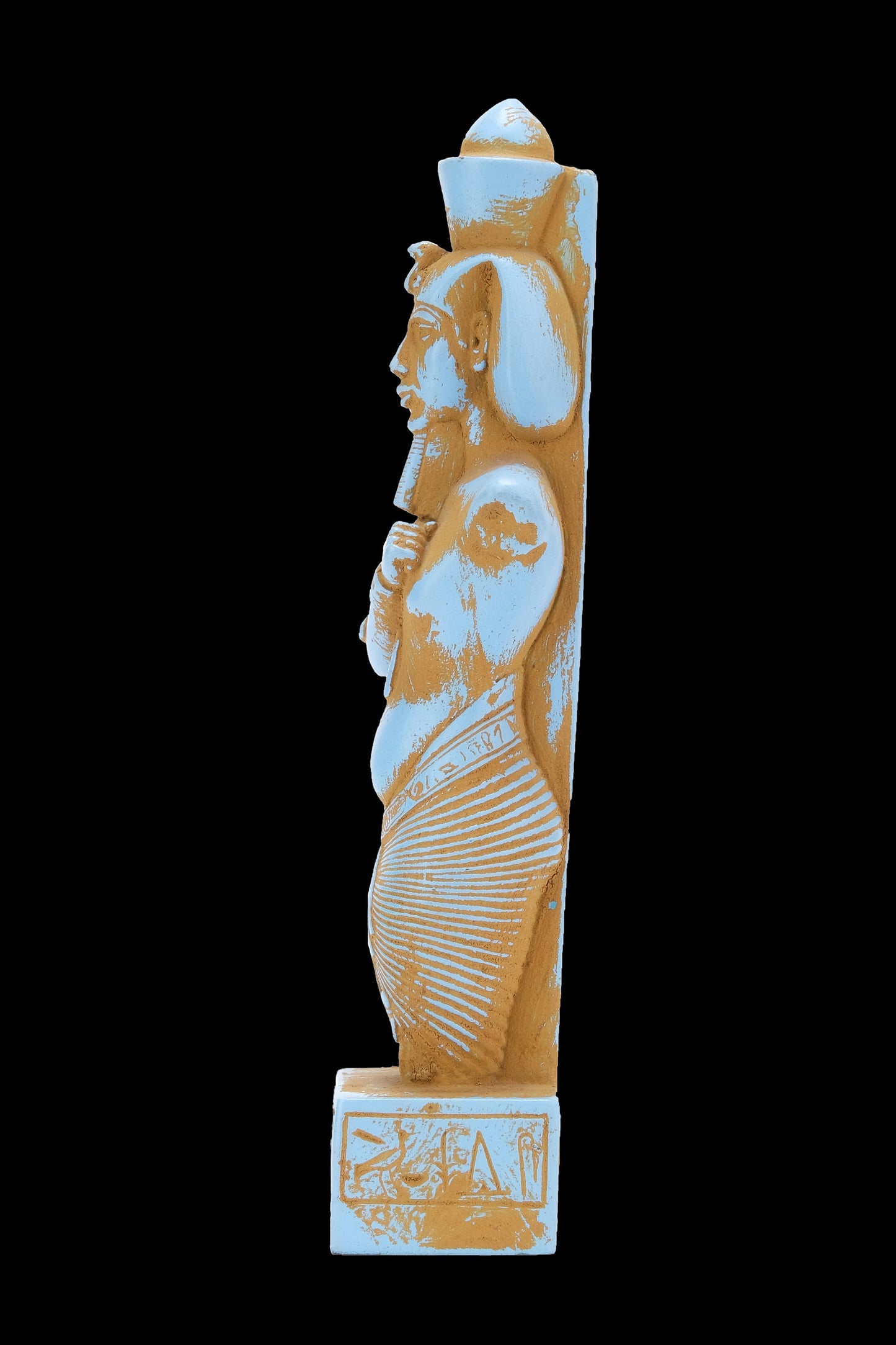 Ancient Egyptian statue of king Akhenaten (Amenhotep IV) (about 1351-1334 BC) King of the 18th dynasty. Unique blue made in Egypt