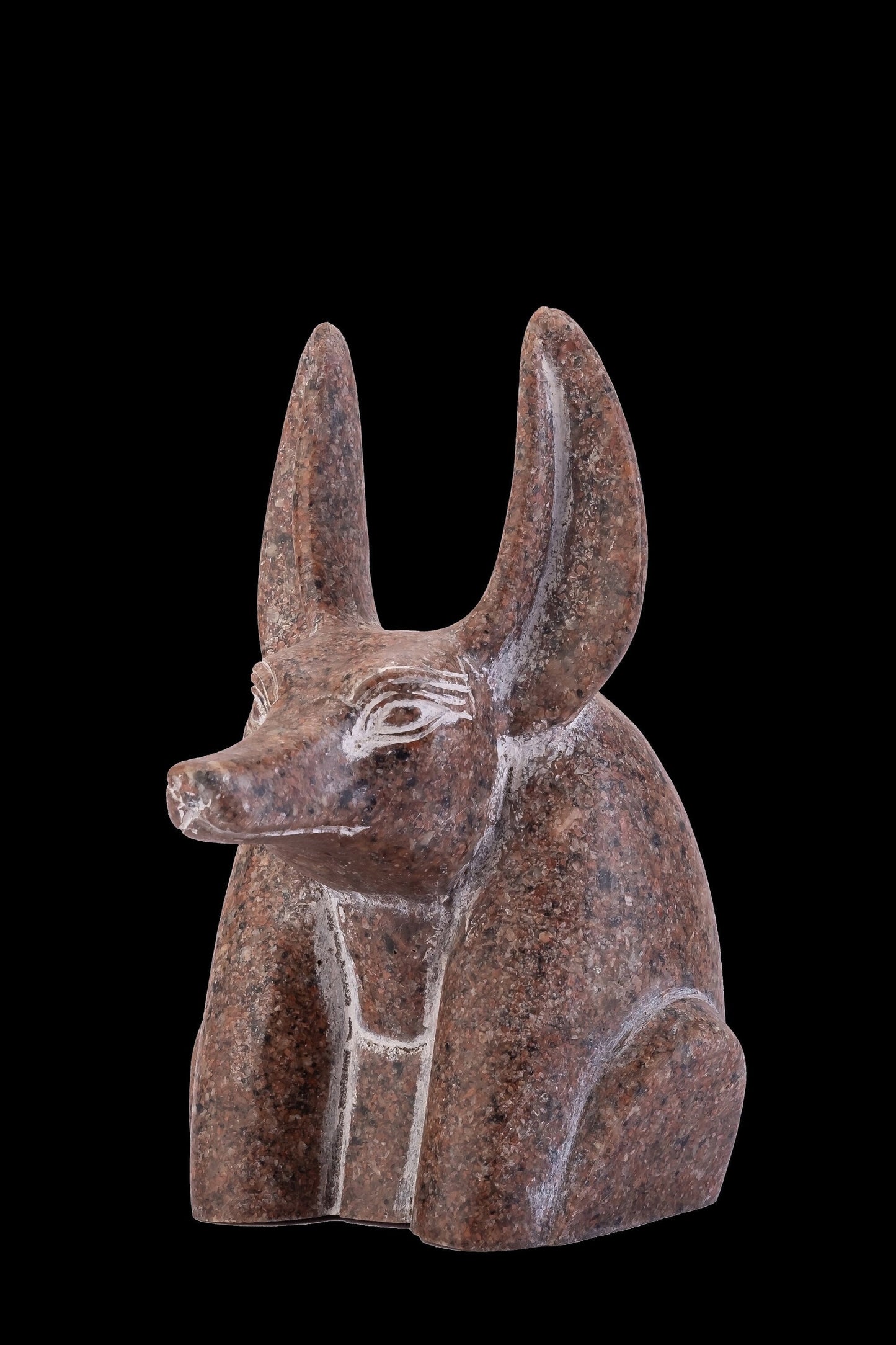 Rare Bust of Anubis Jackal face, God of afterlife and mummification handmade Altar statue made in Egypt from granite stone