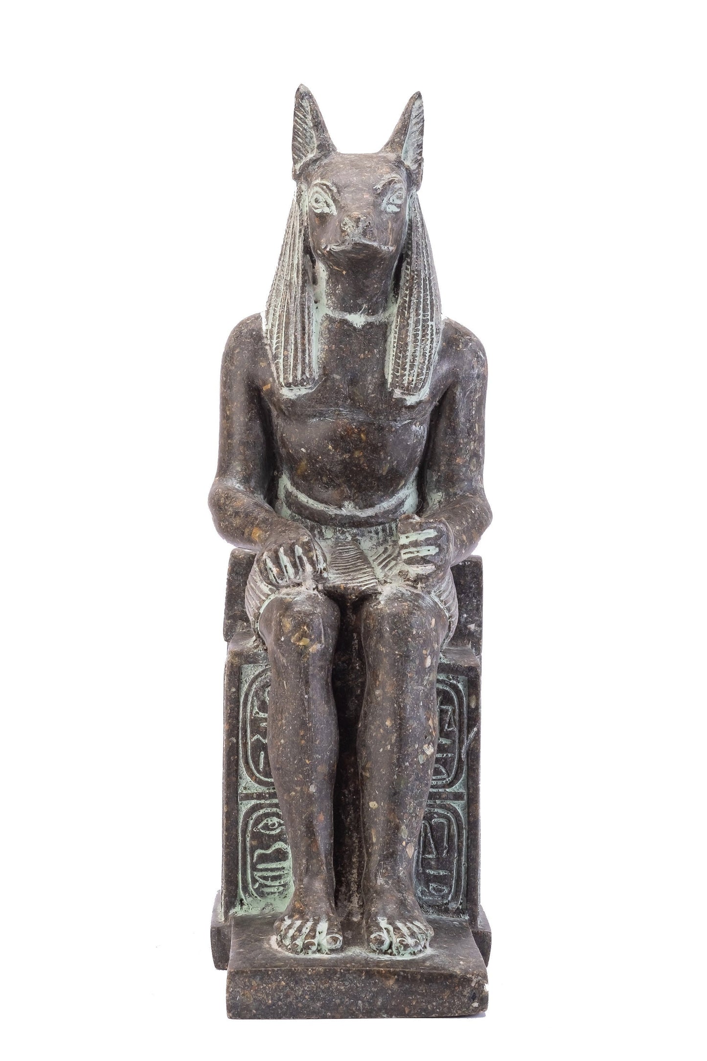 Amazing statue of the Jackal God Anubis sitting on a throne Replica Altar statue handmade in Egypt from Granite stone heavy masterpiece