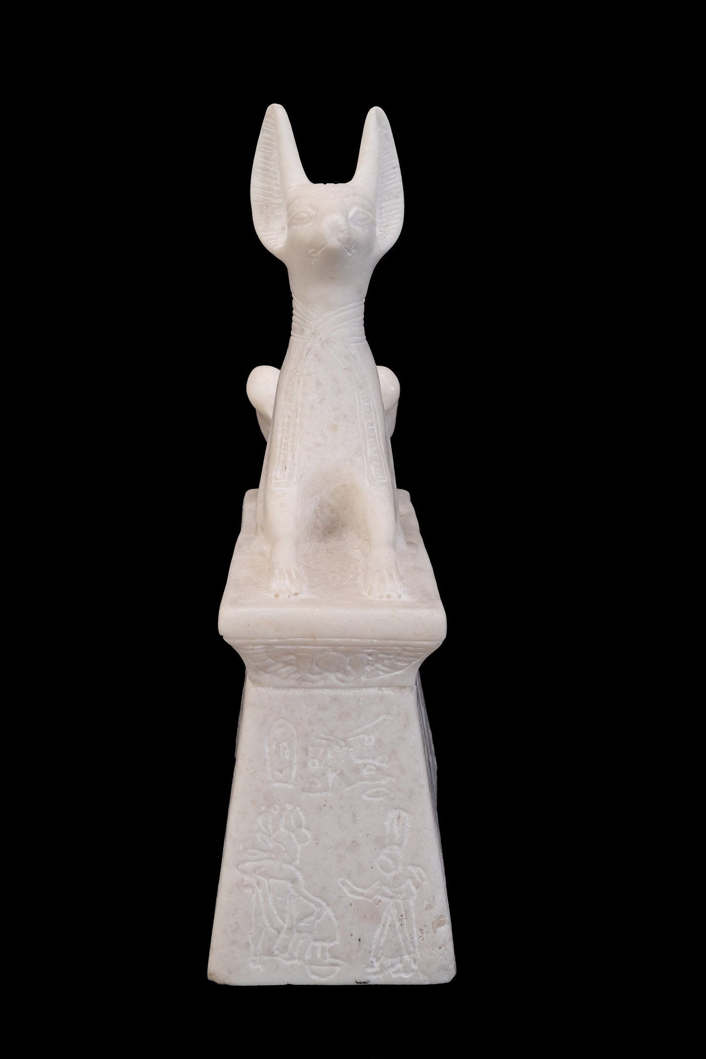 Unique ancient Egyptian statue of god Anubis. Alabaster stone made in Egypt