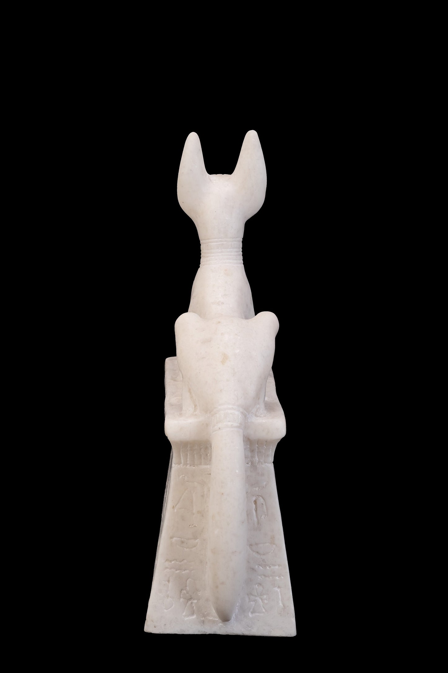 Unique ancient Egyptian statue of god Anubis. Alabaster stone made in Egypt