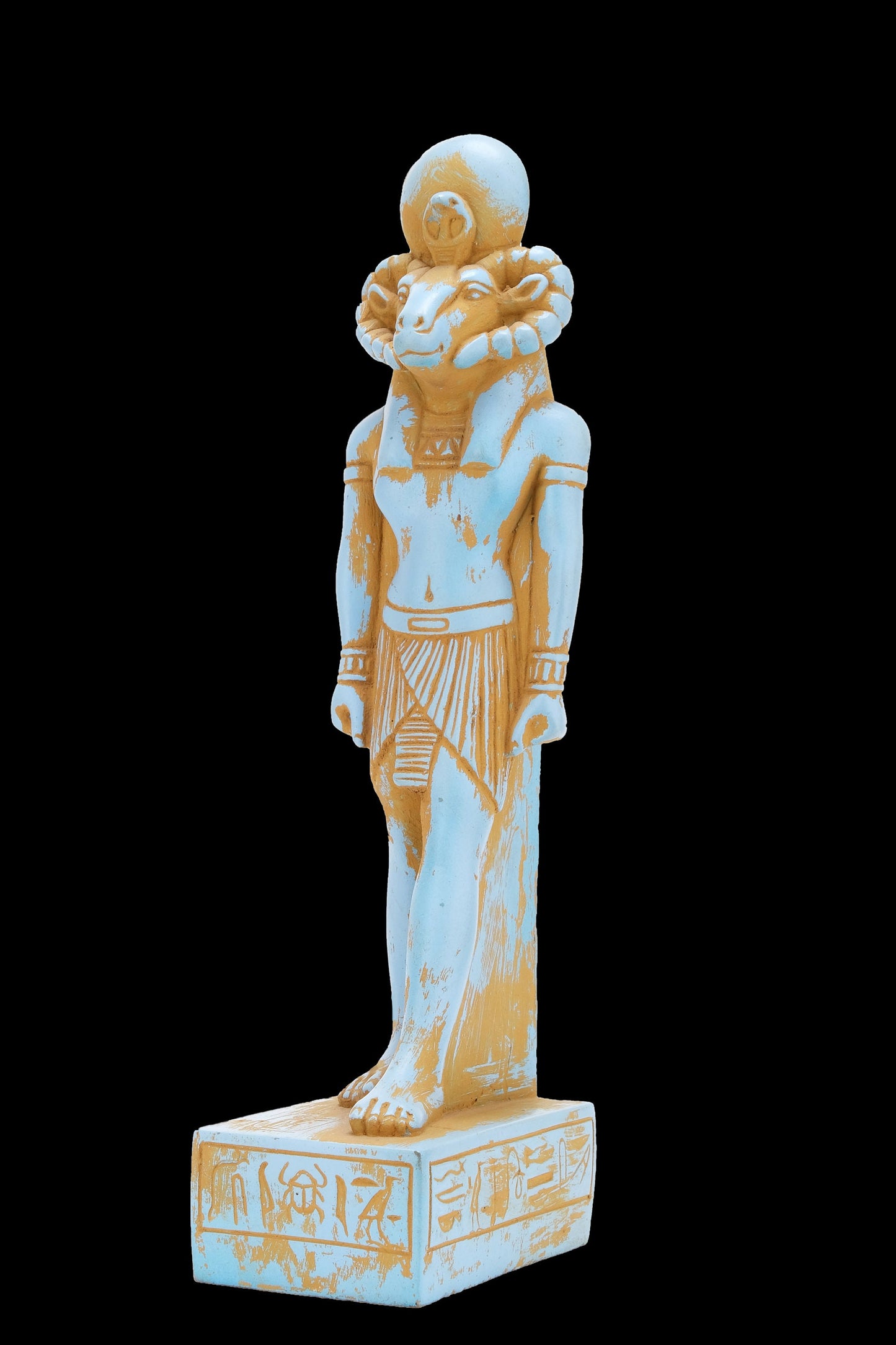 Statue of Khnum Egyptian Symbol of the Nile and fertility in form of Ram - Heavenly color made in Egypt