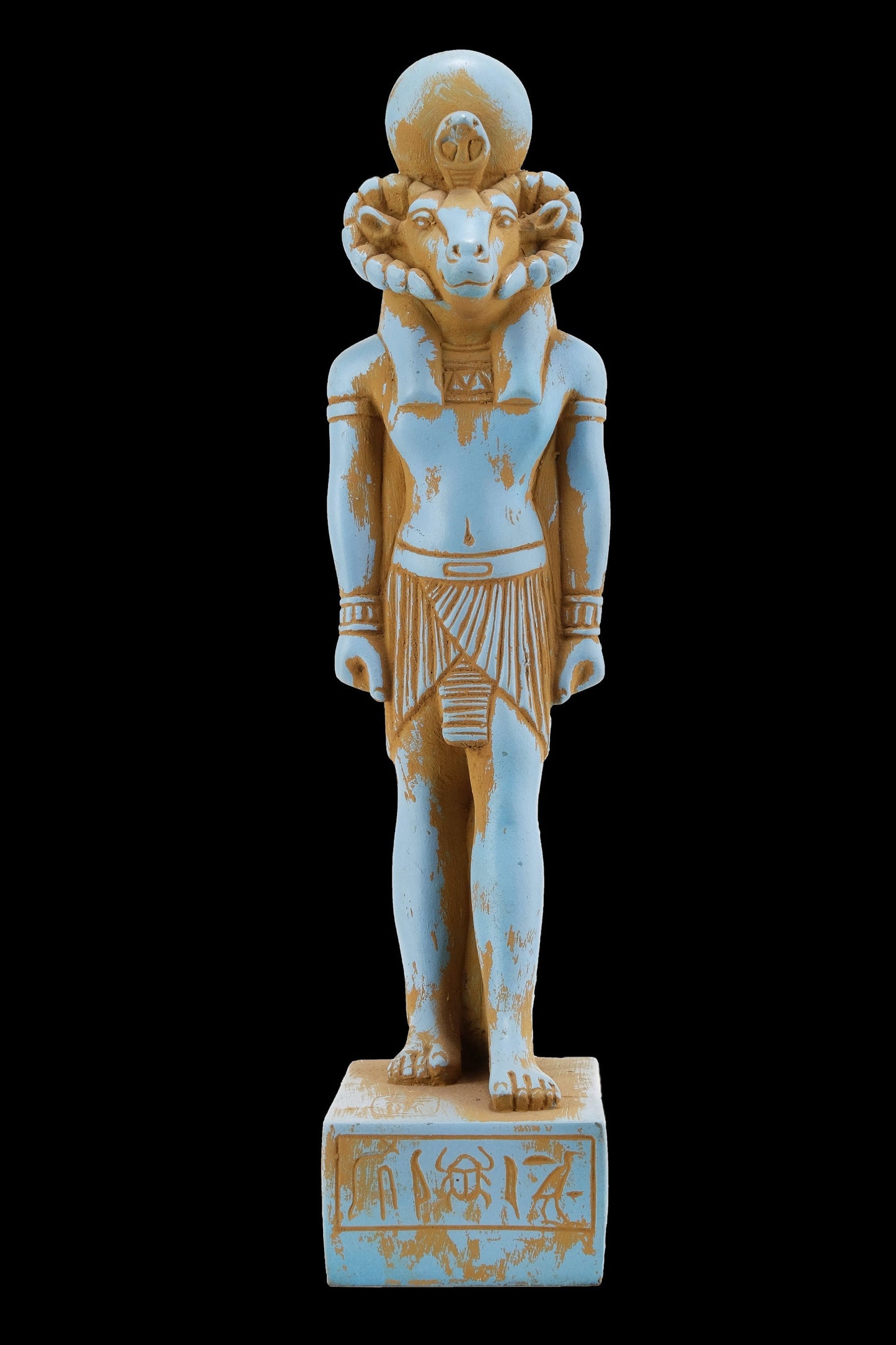 Statue of Khnum Egyptian Symbol of the Nile and fertility in form of Ram - Heavenly color made in Egypt