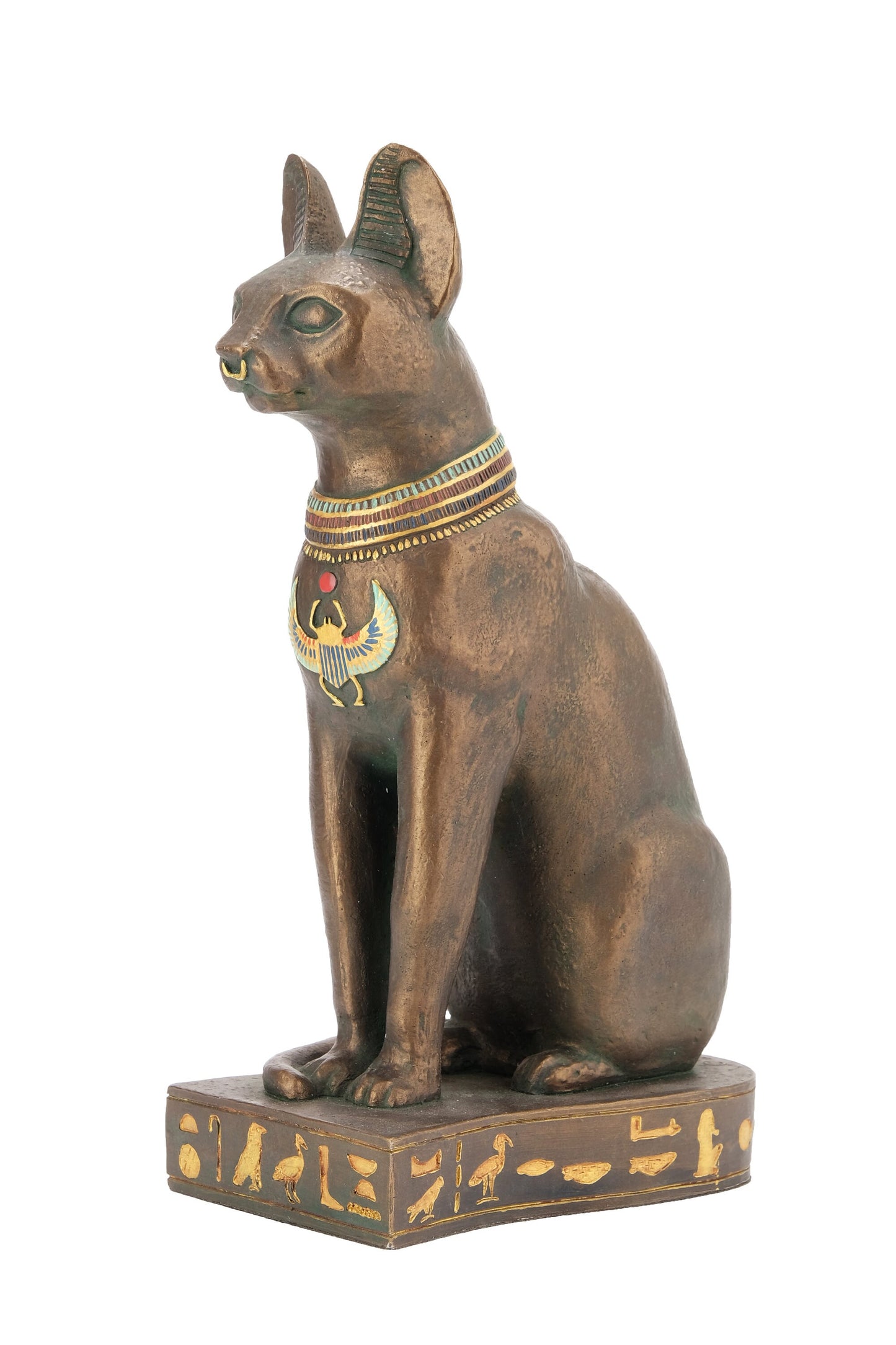 Statue of Egyptian Art Goddess Bastet cat heavy stone hand painted made in Egypt