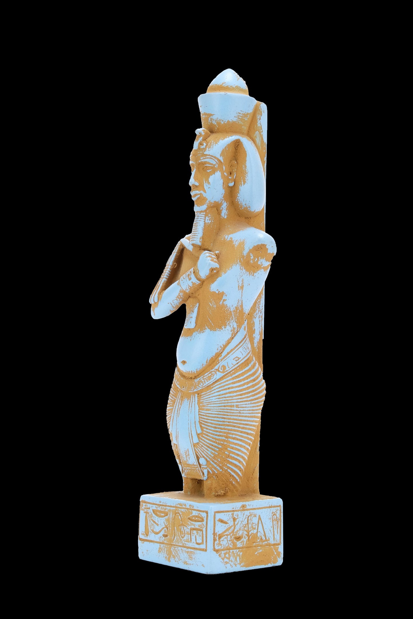 Ancient Egyptian statue of king Akhenaten (Amenhotep IV) (about 1351-1334 BC) King of the 18th dynasty. Unique blue made in Egypt