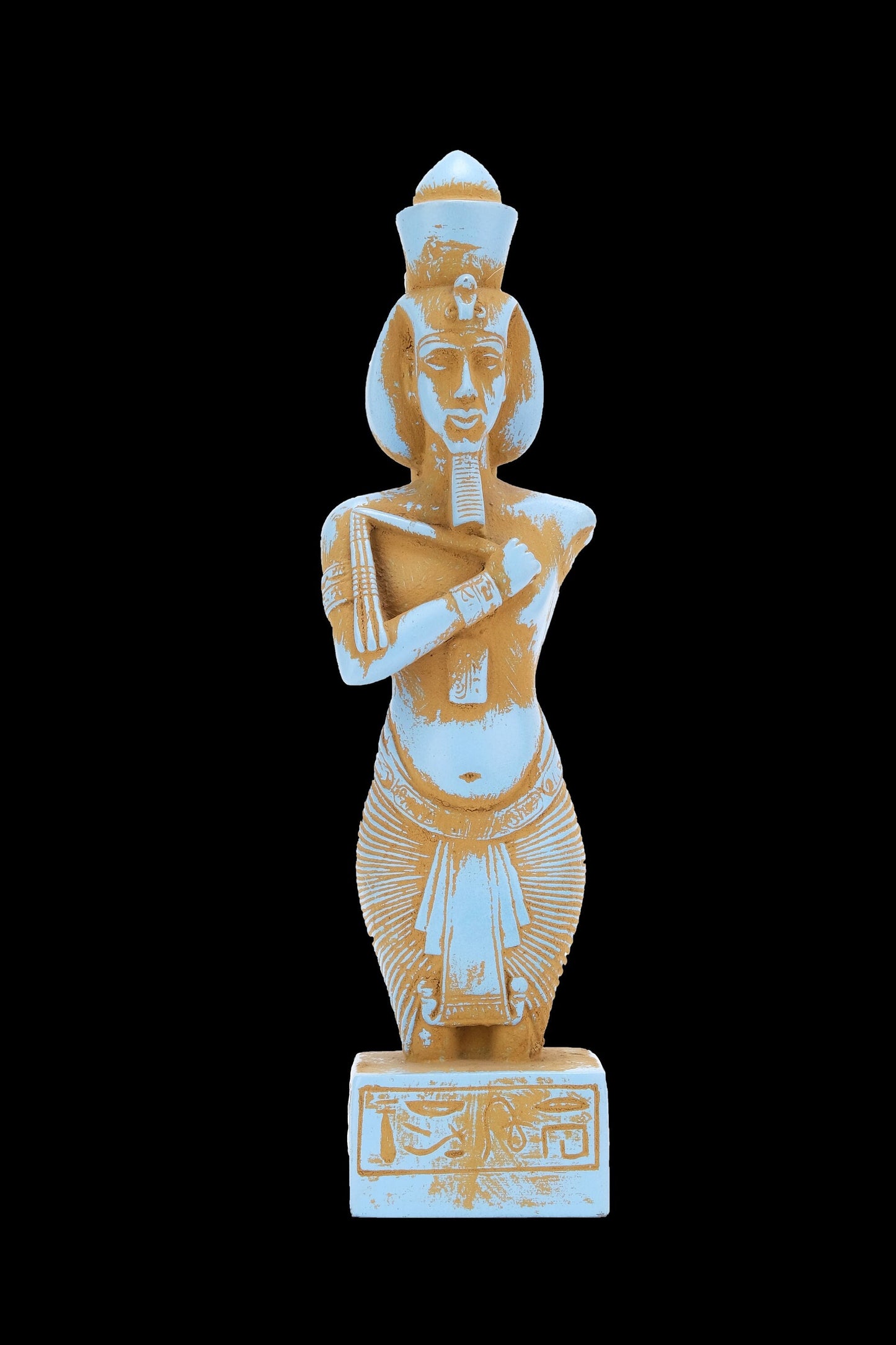 Ancient Egyptian statue of king Akhenaten (Amenhotep IV) (about 1351-1334 BC) King of the 18th dynasty. Unique blue made in Egypt