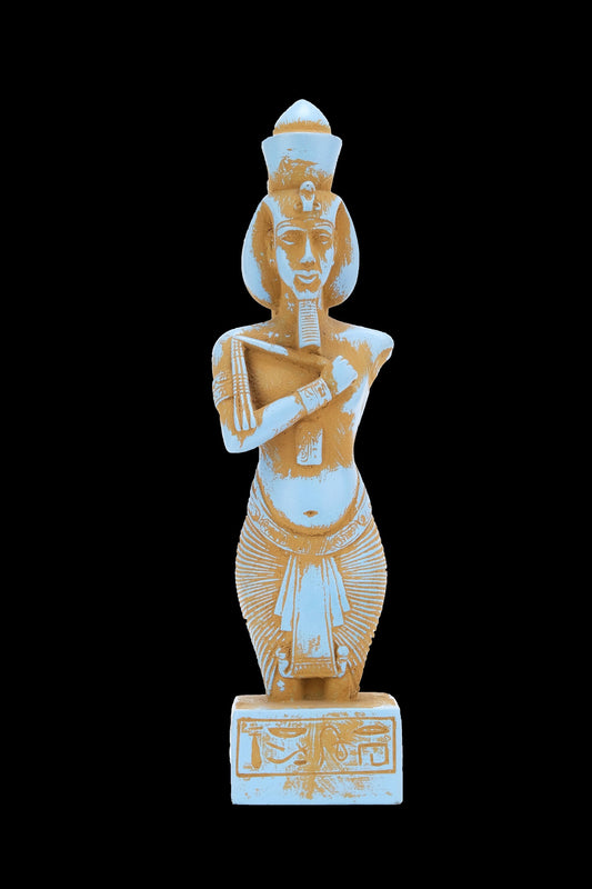 Ancient Egyptian statue of king Akhenaten (Amenhotep IV) (about 1351-1334 BC) King of the 18th dynasty. Unique blue made in Egypt