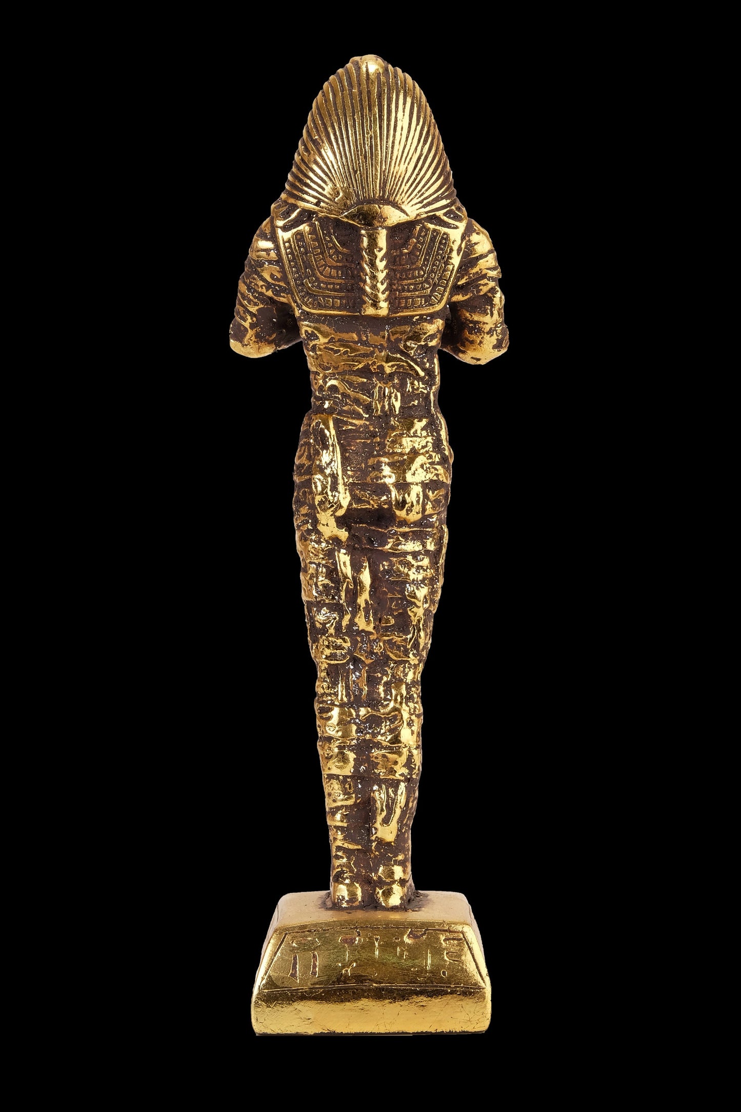 Unique Egyptian statue of King tut. Tutankhamun fighter in form of mummy gold leaf hand painted solid heavy stone made in Egypt