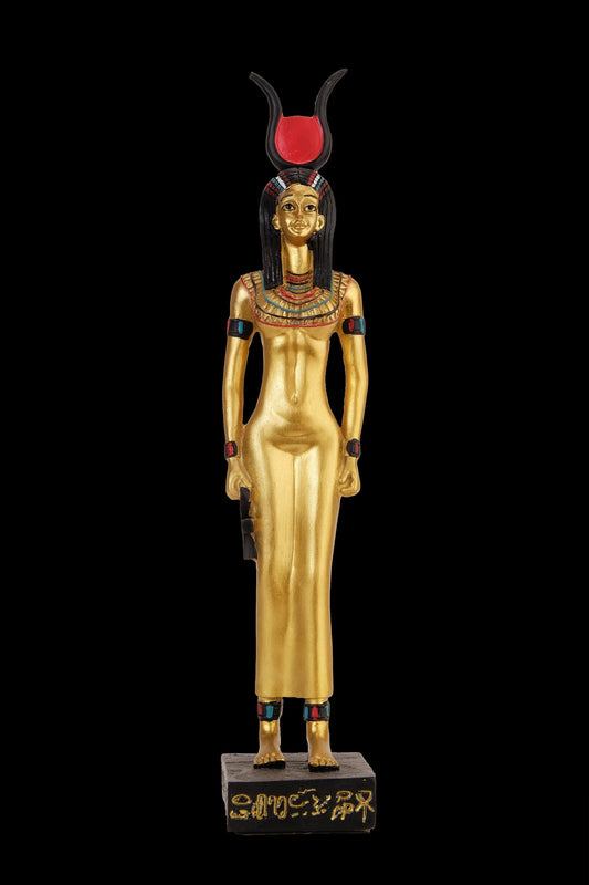 Hathor statue with the fantastic colors Handmade in Egypt. The Egyptian goddess Hathor was god of love,fertility & Joy