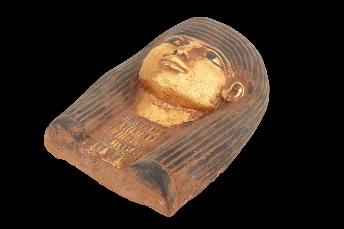 Ancient Egyptian head of Hatnefer wall hanging vintage piece made from black heavy stone gold leaf hand painted made in Egypt