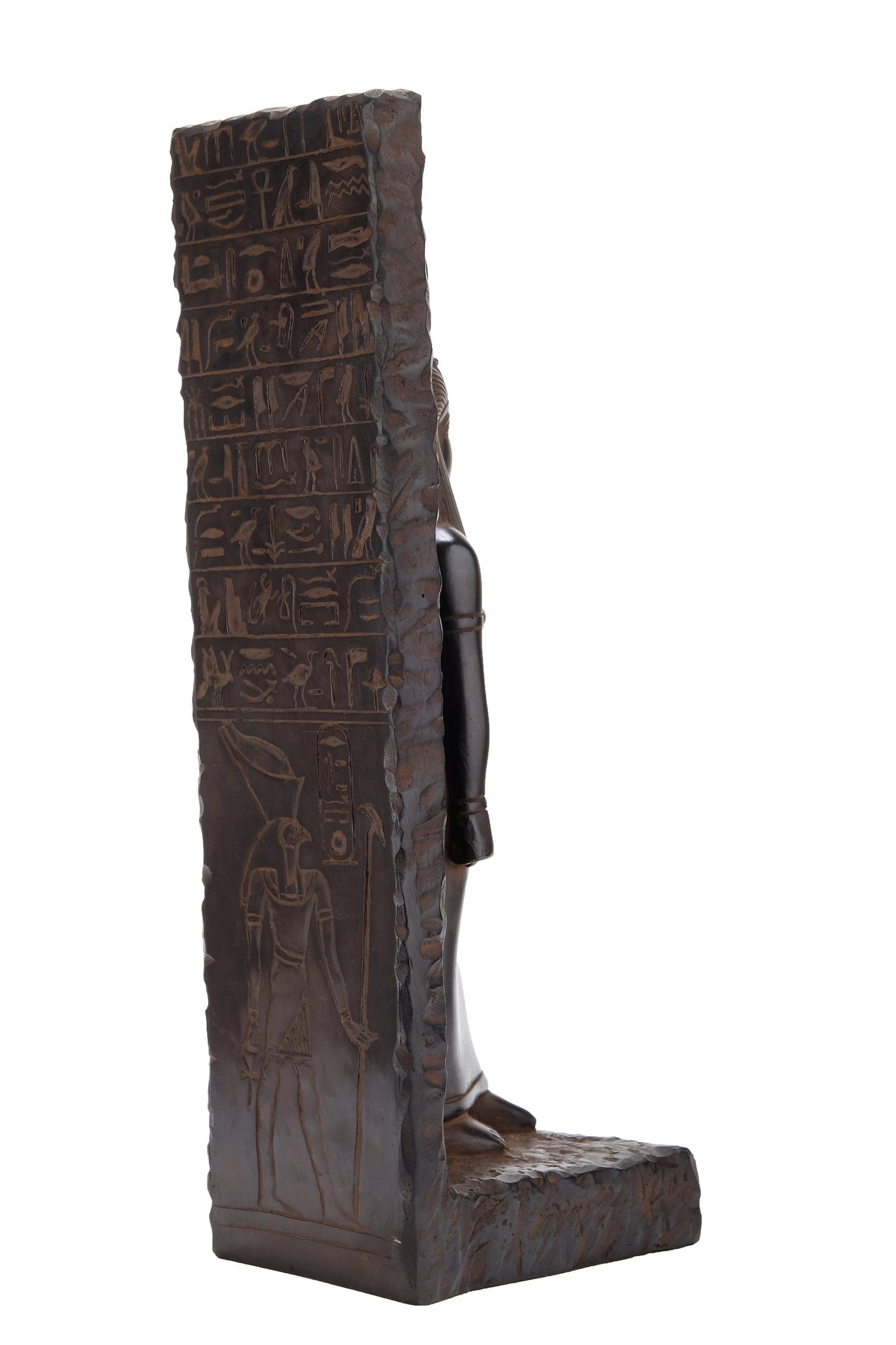 Statue of goddess Isis large stela relief heavy sculpture black solid stone made in Egypt