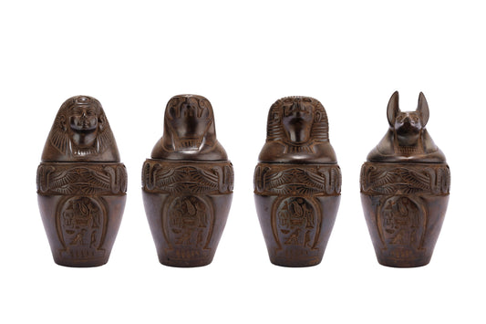 Egyptian Art canopic jars set 4 sons of Horus - Black stone - Made in Egypt