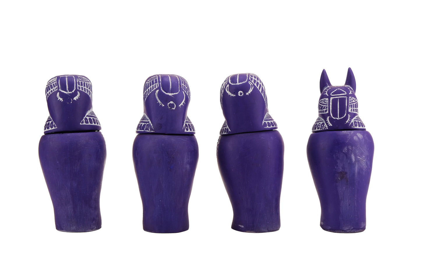 Egyptian Art canopic jars set 4 sons of Horus - made from blue stone - Made in Egypt