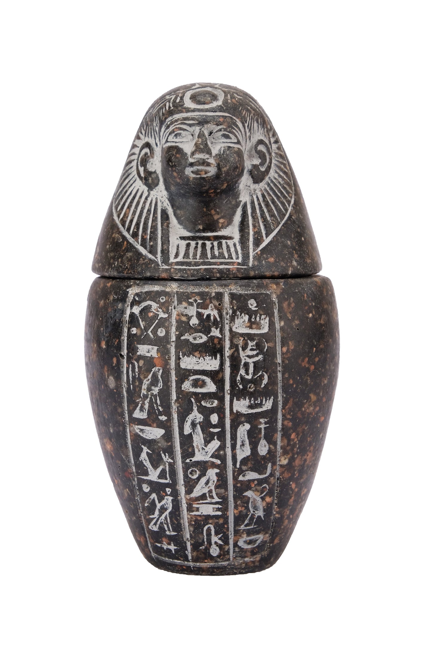 Egyptian Art canopic jars set 4 sons of Horus - made of Granite stonee - Made in Egypt