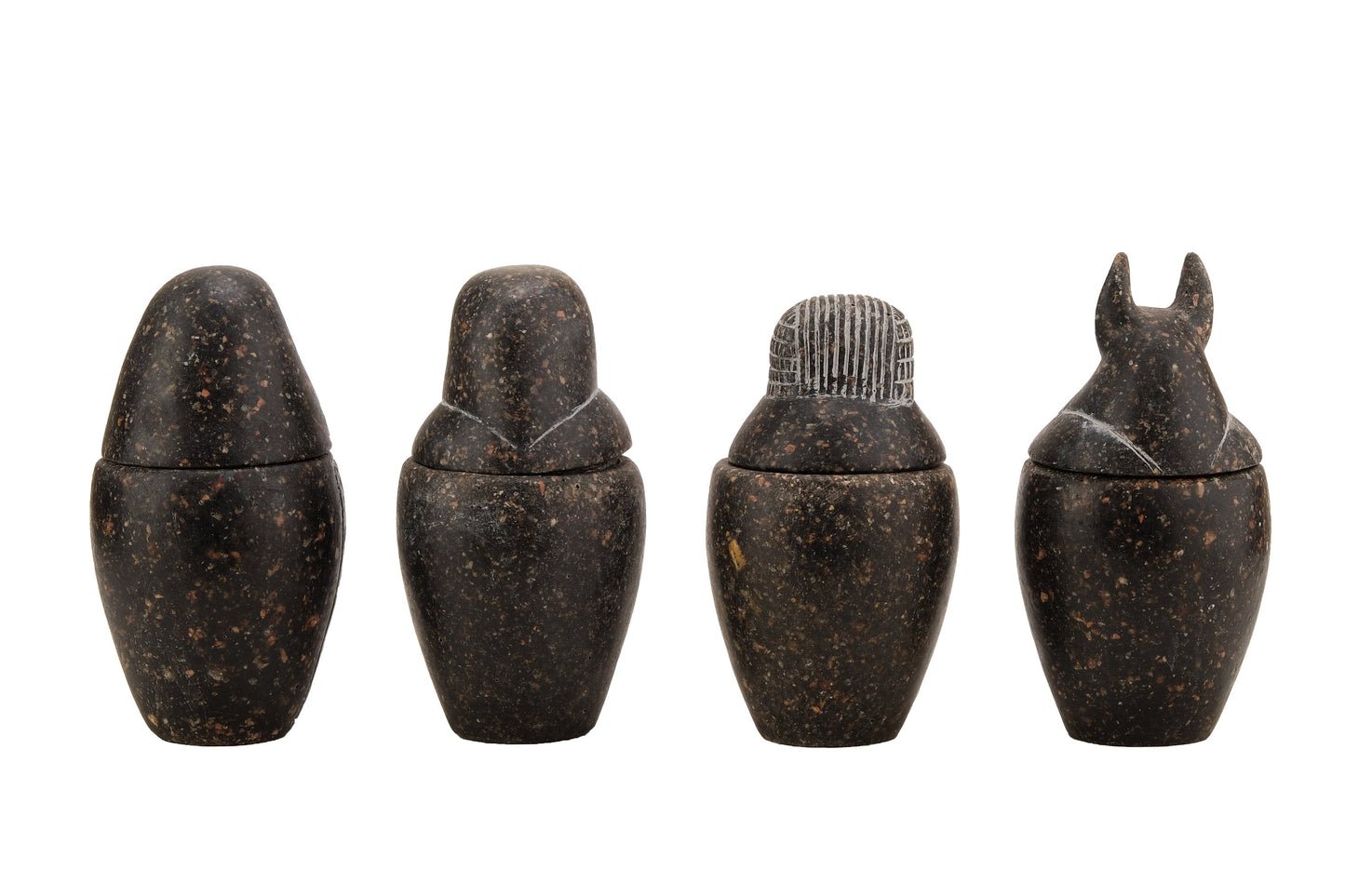 Egyptian Art canopic jars set 4 sons of Horus - made of Granite stonee - Made in Egypt
