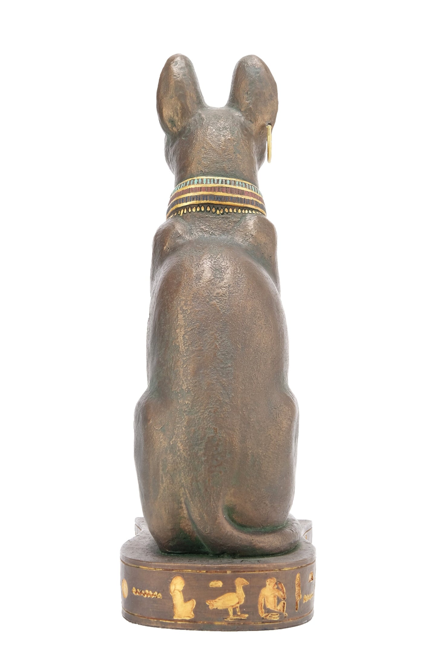 Statue of Egyptian Art Goddess Bastet cat heavy stone hand painted made in Egypt