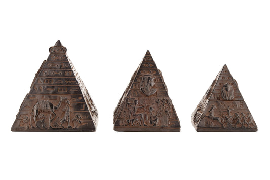 Vintage pyramids of Egypt Set - Set of 3 Pyramids - Egyptian Pyramids - Giza pyramids -EGYPTIAN Home Decor - Black heavy stone