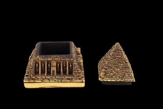 Vintage pyramid Trinket Box - Gold leaf hand painted Ancient Egyptian pyramid jewelry Box - Desk Box - Egyptian home Decor