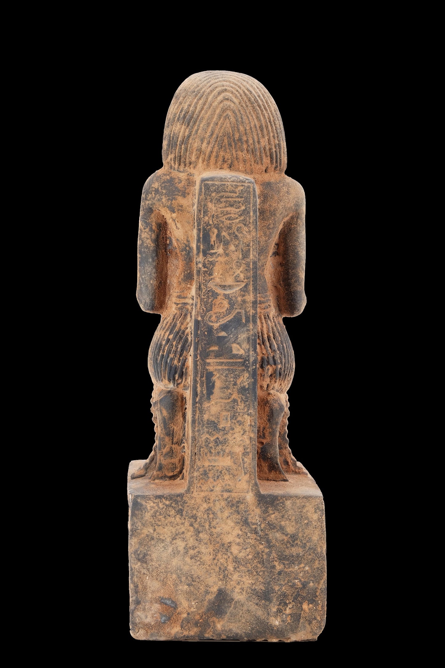 Ancient Egyptian kneeling statue of Senenmut, Chief steward of queen Hatshepsut - Large black heavy stone made in Egypt