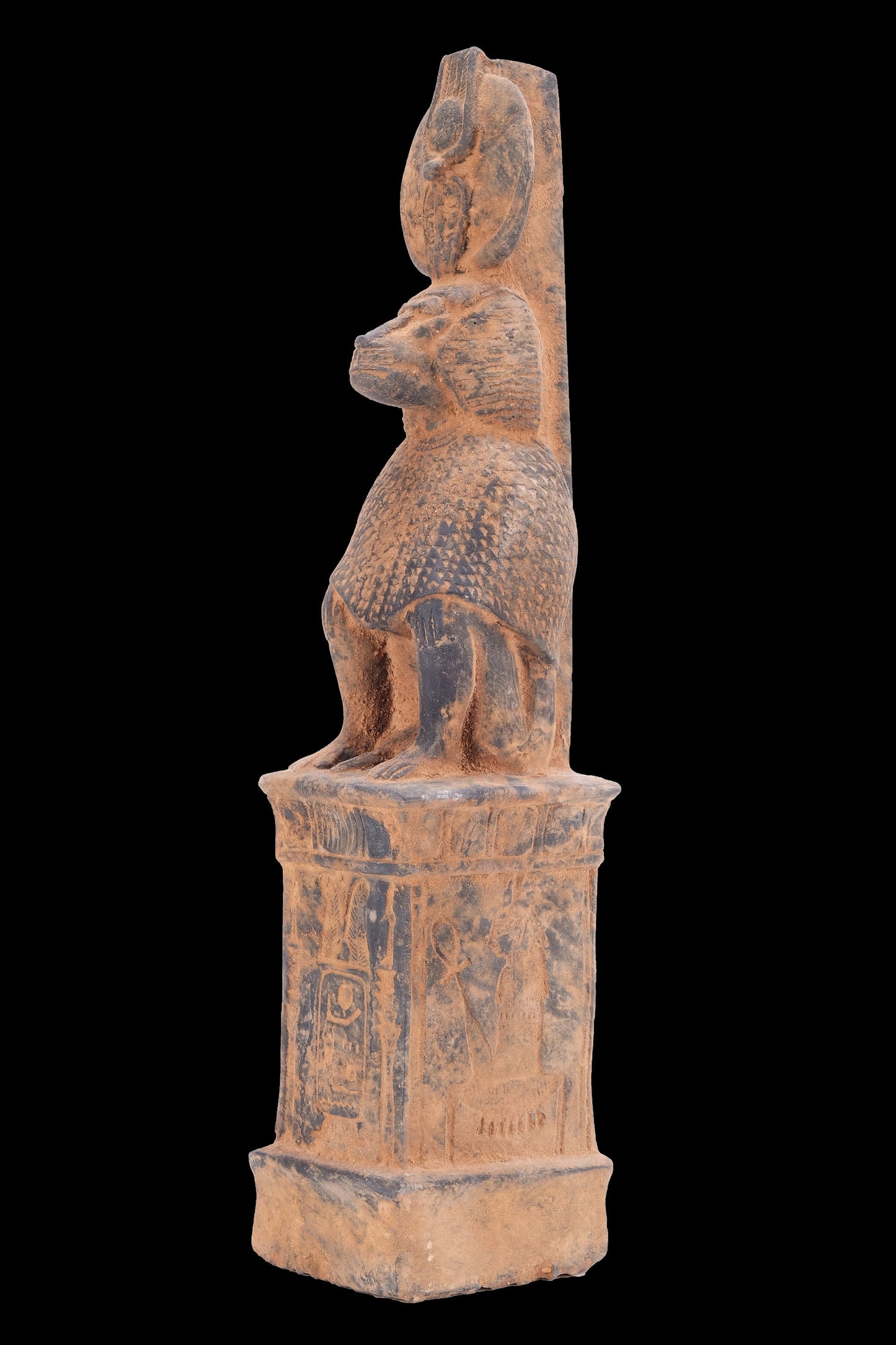 Statue of Thoth as a seated Baboon wearing feathers