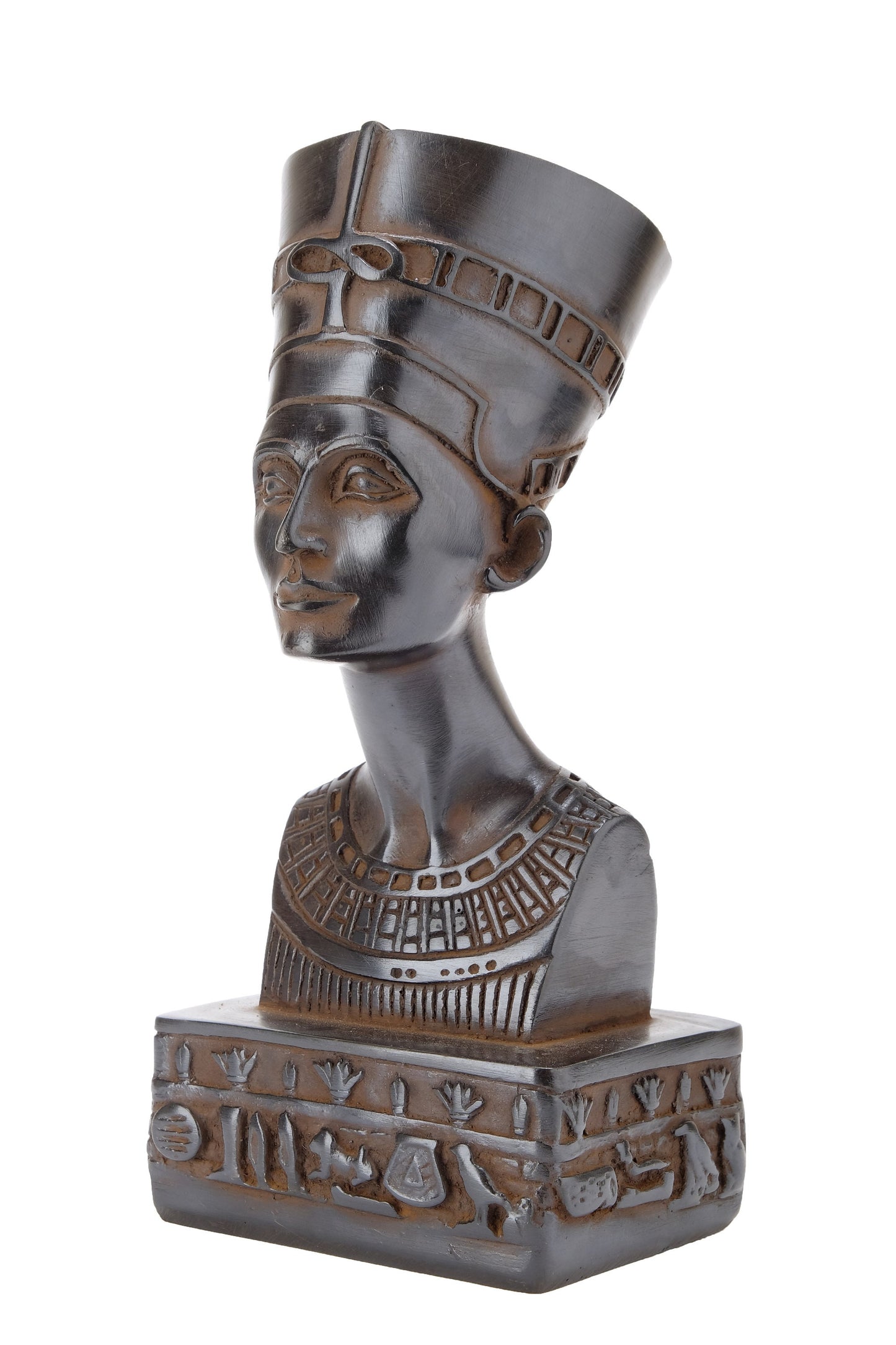 Statue of Egyptian Queen Nefertiti black heavy solid stone made in Egypt - Nefertiti was a queen of Egypt and wife of king Akhenaten