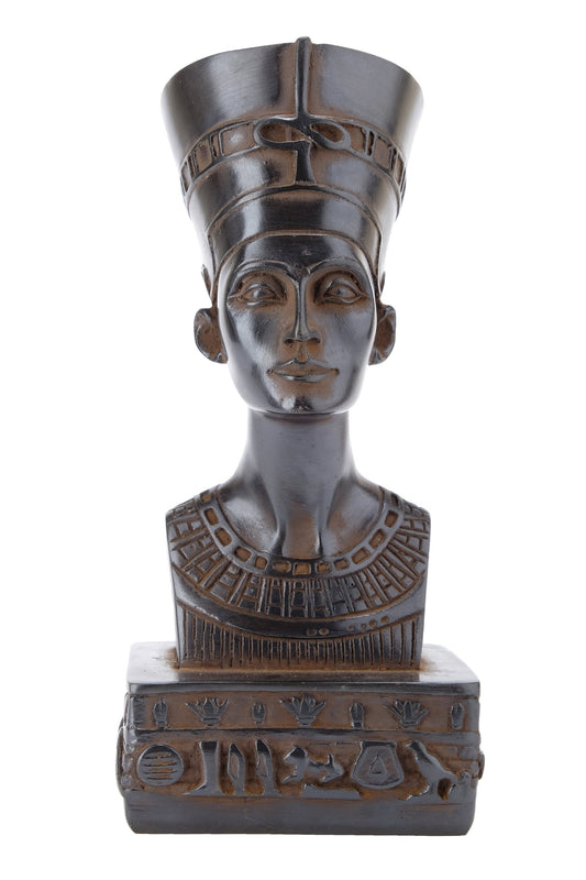 Statue of Egyptian Queen Nefertiti black heavy solid stone made in Egypt - Nefertiti was a queen of Egypt and wife of king Akhenaten