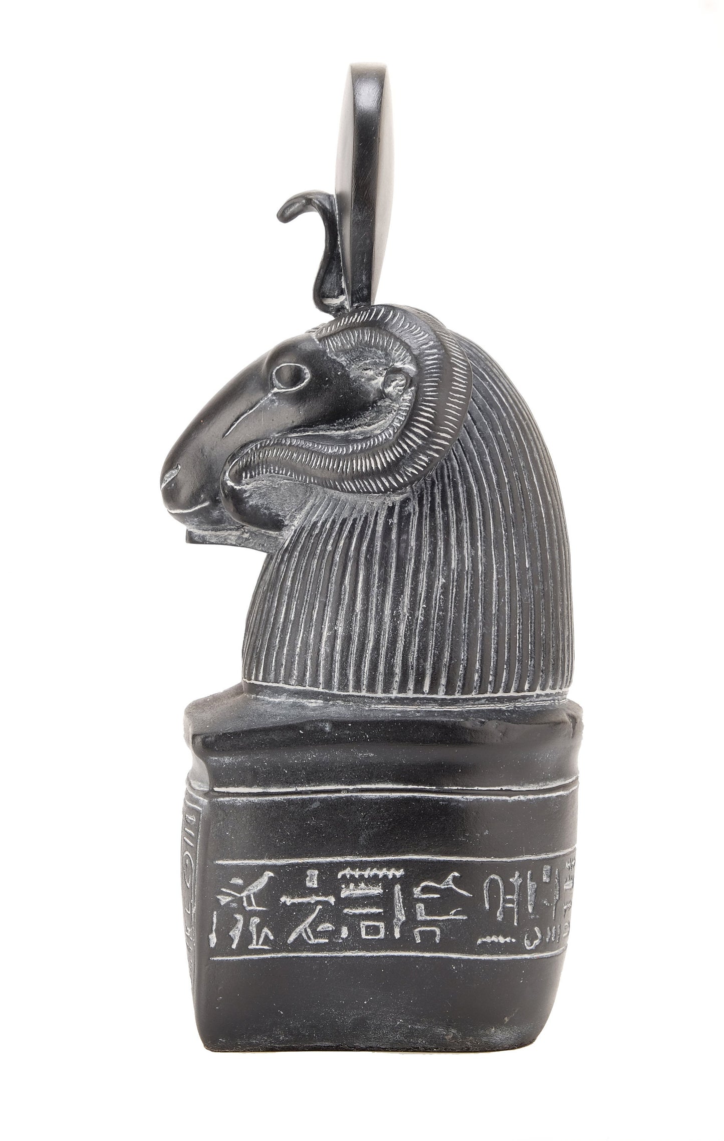 Amazing Khnum head Egyptian symbol of the Nile and fertility in form of Ram- black heavy stone made in Egypt