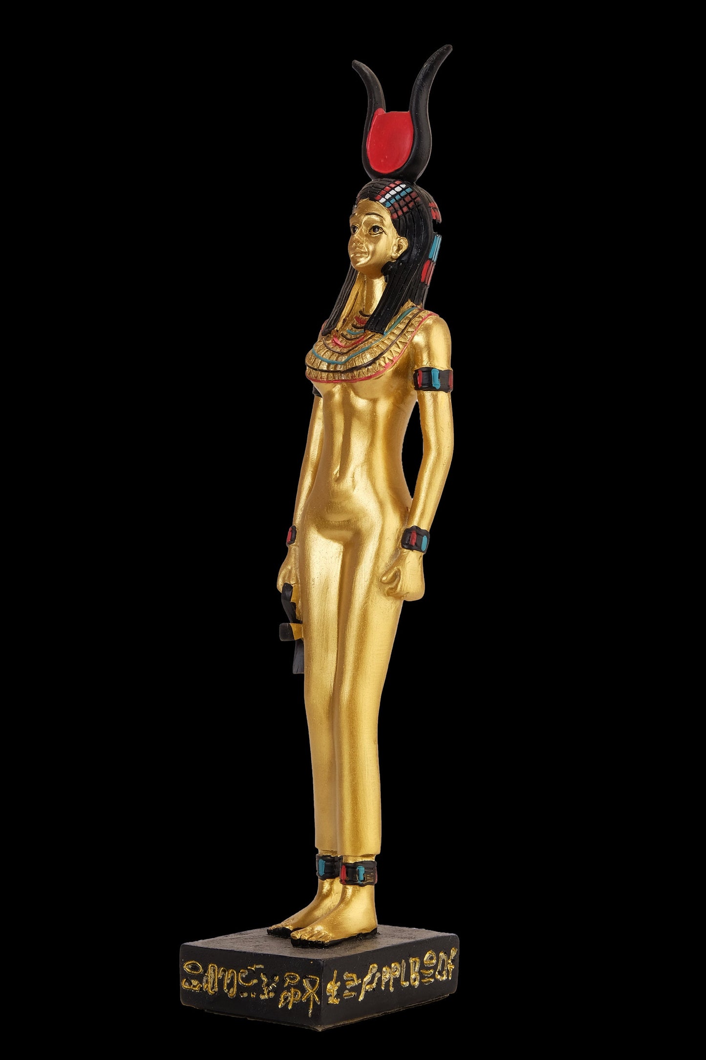 Hathor statue with the fantastic colors Handmade in Egypt. The Egyptian goddess Hathor was god of love,fertility & Joy