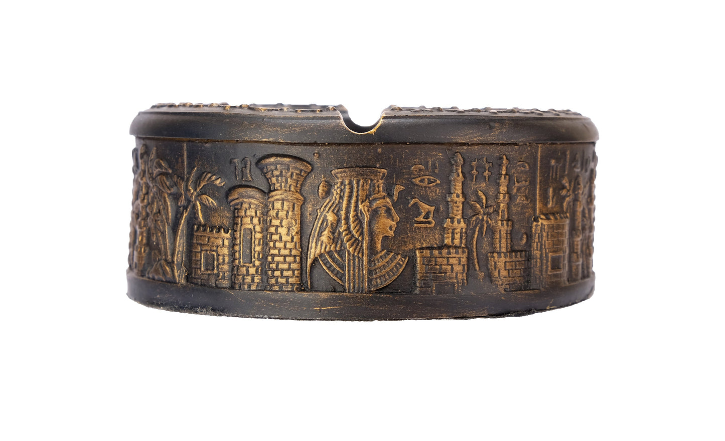 Unique ancient Egyptian handmade Ashtray with Hieroglyphics letters and mask of king Tutankhamun with golden Bronze finish - Made in Egypt