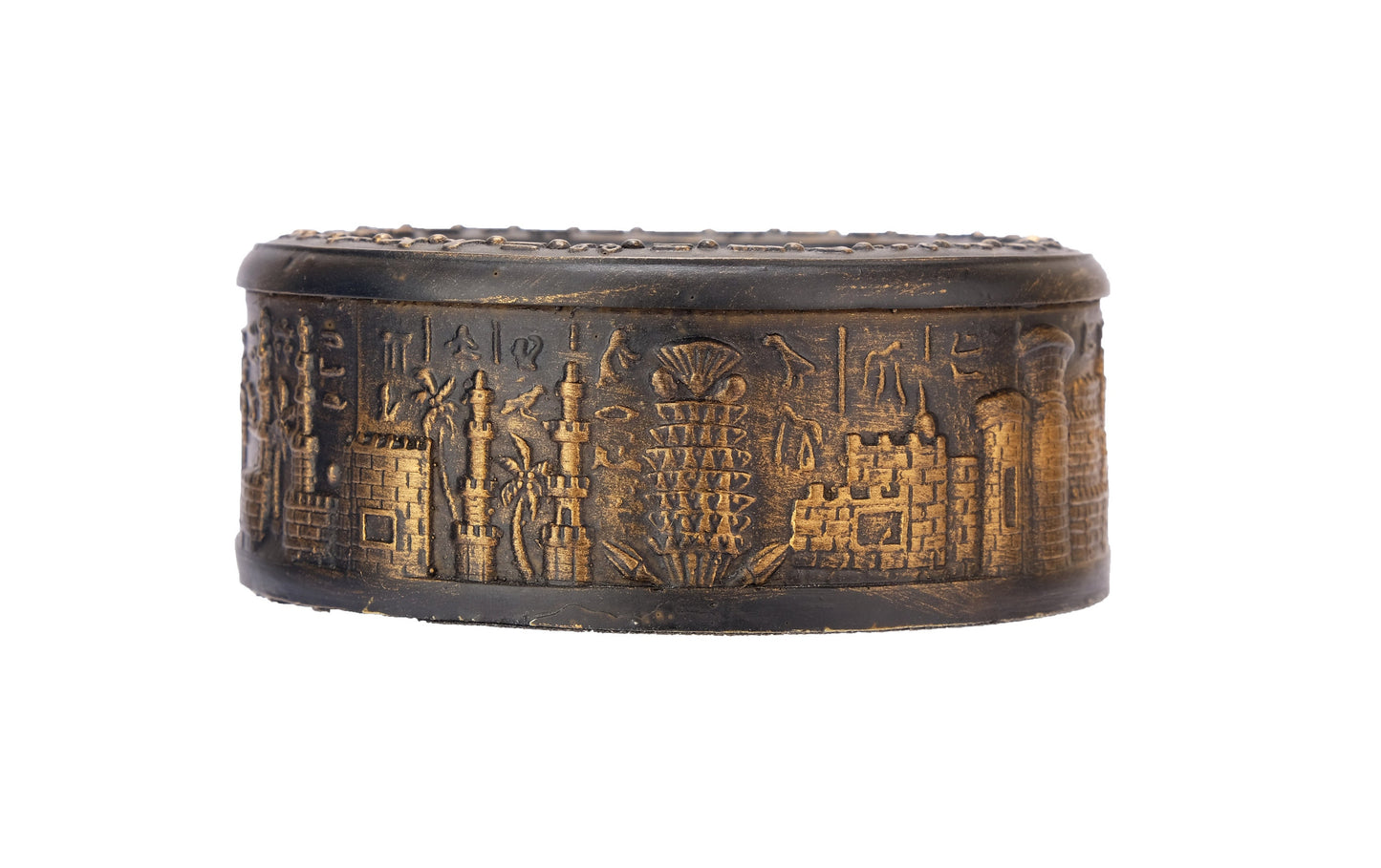 Unique ancient Egyptian handmade Ashtray with Hieroglyphics letters and mask of king Tutankhamun with golden Bronze finish - Made in Egypt