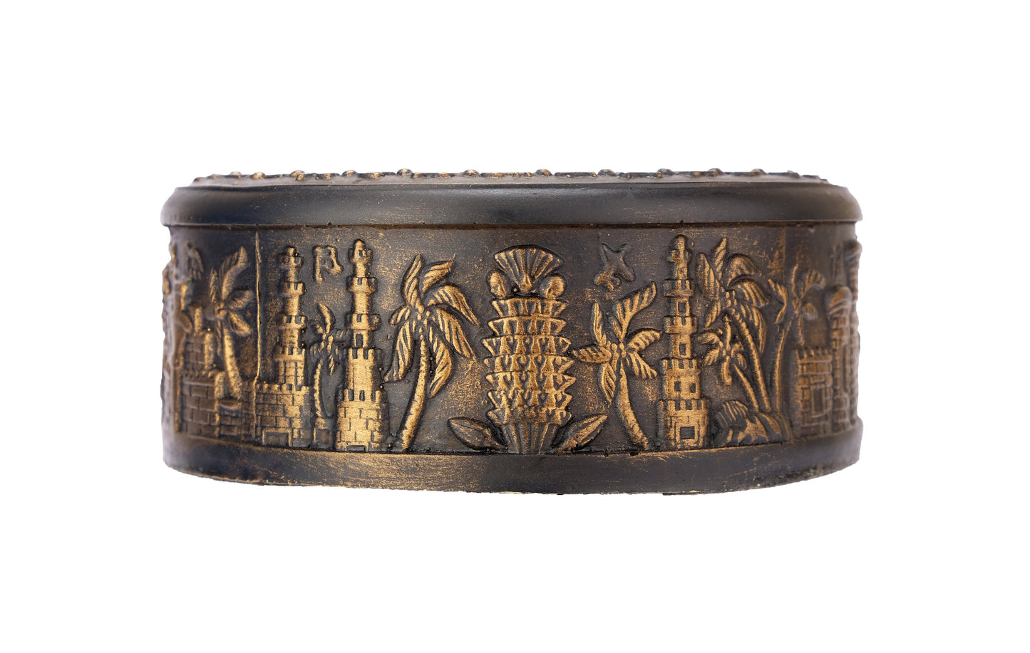 Unique ancient Egyptian handmade Ashtray with Hieroglyphics letters and mask of king Tutankhamun with golden Bronze finish - Made in Egypt